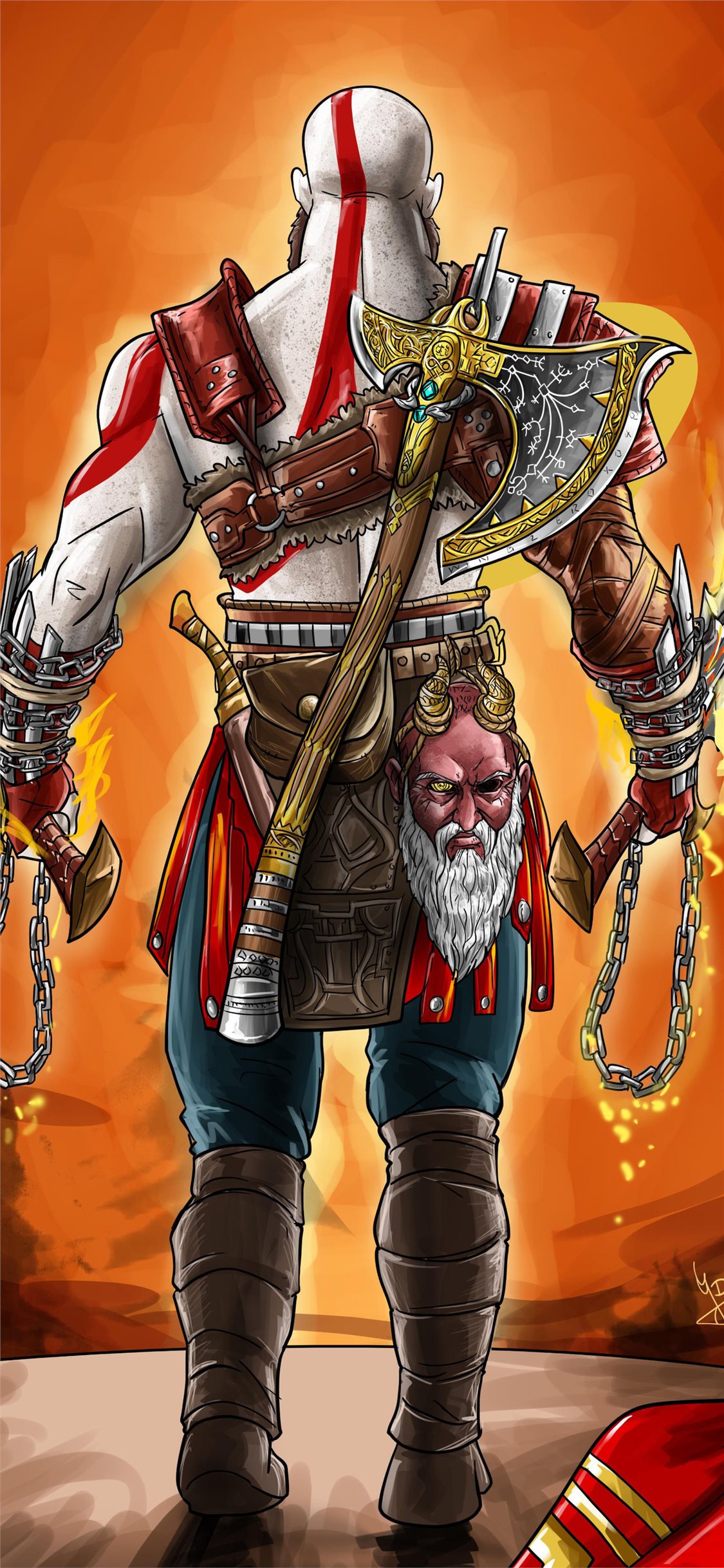 god of war 4 digital art 4k iPhone 11 Wallpaper Free Download
