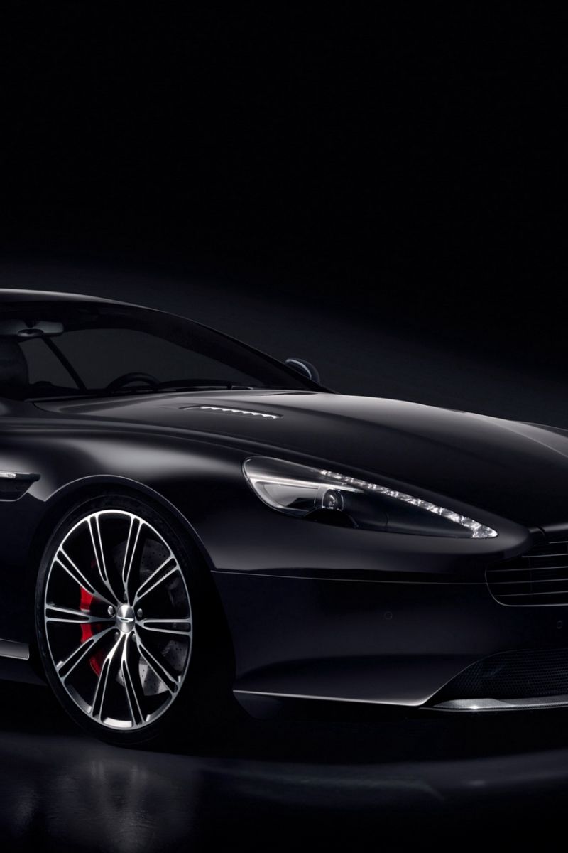 Download Wallpaper 800x1200 Aston Martin, Db9, Black, Side View, Carbon Black Iphone 4s 4 For Parallax HD Background