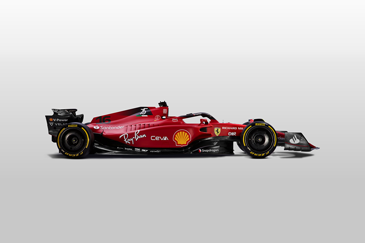 Image Ferrari F1 75, 2022 Red Formula 1 Side Cars Gray Background