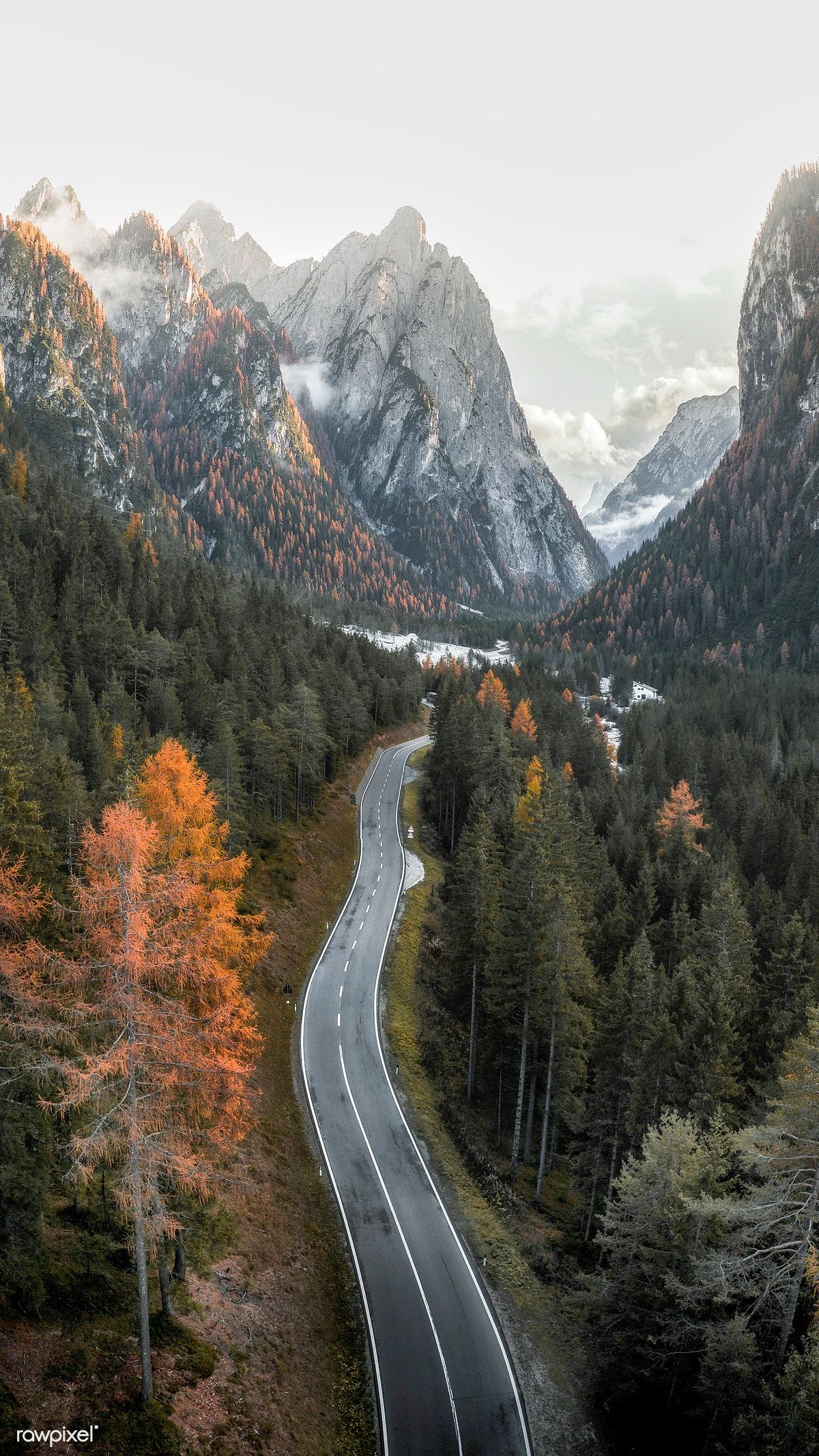 Drone shot of the road in Dolomites, Italy mobile phone wallpaper. premium image / Lu. Landscape wallpaper, Scenery wallpaper, Nature photography