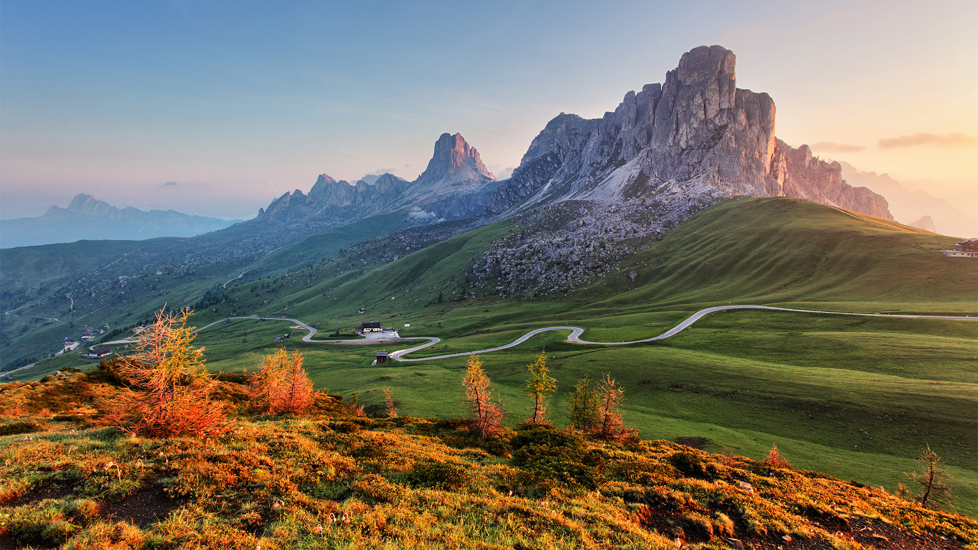 Nature and mountains landscape in Alps, Passo Giau, Dolomites, Italy. Windows 10 Spotlight Image