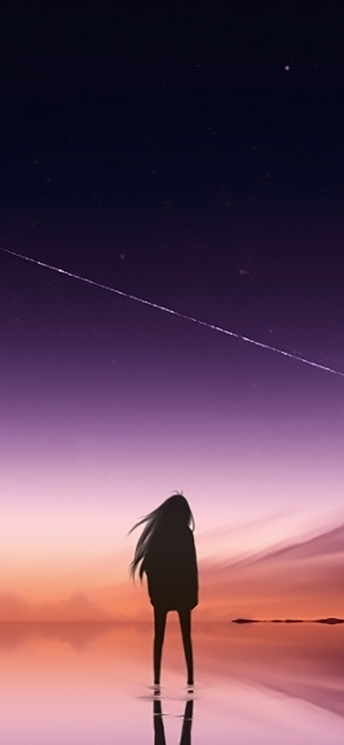 Anime Pink Sky Standing Alone iPhone XS, iPhone iPhone X HD 4k Wallpaper, Image, Background, Photo and Picture