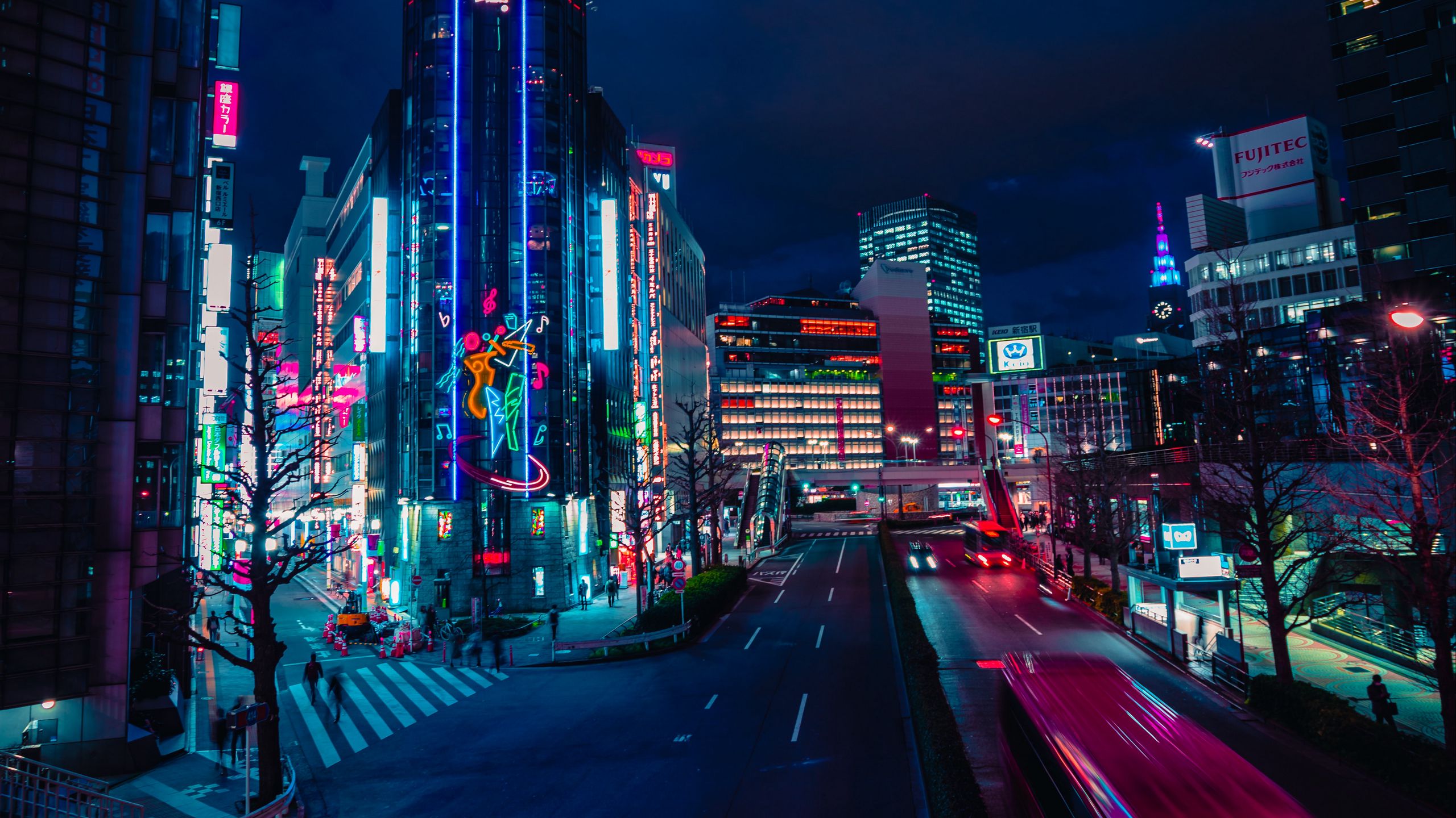 Download wallpaper 2560x1440 night city