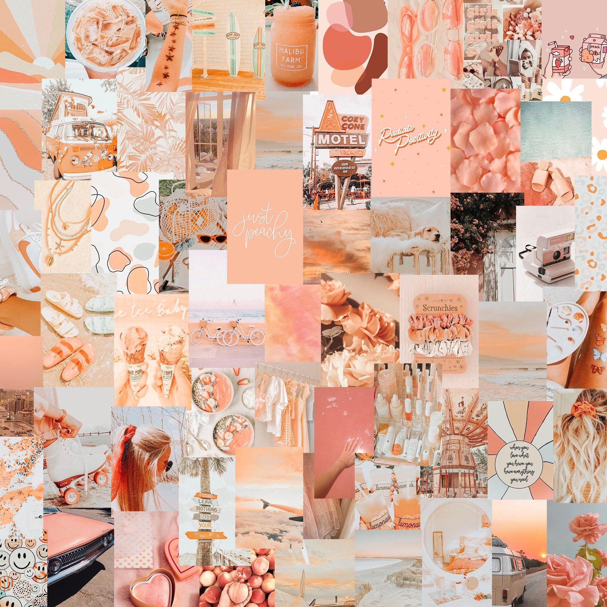 Ready to Print Peachy Warm Aesthetic Travel Vibes Wall. Etsy. Aesthetic collage, iPhone wallpaper tumblr aesthetic, Wall collage