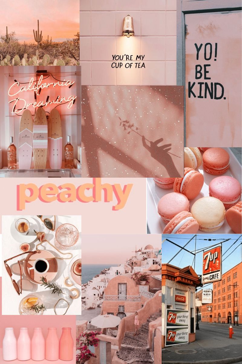 Peach Collage Kit collage kit decor. Printable wall collage, Wall collage, Aesthetic pastel wallpaper