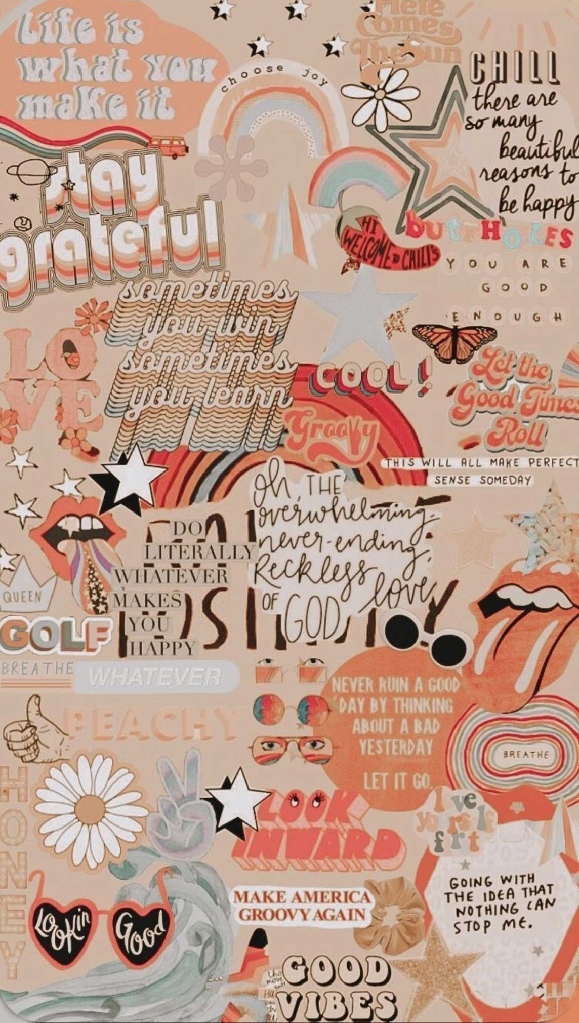 Collage Wallpaper Ideas, Beige & Peach Wallpaper