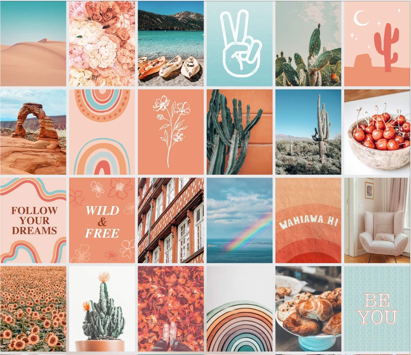 Peach Aesthetic Wall Collage Kit, 100 Set 8x10 inch