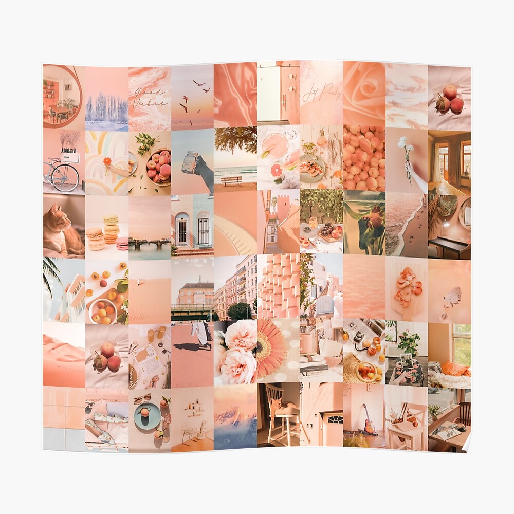 Aesthetic Peachy Vibes Pastel Orange Picture Photo Collage Sticker