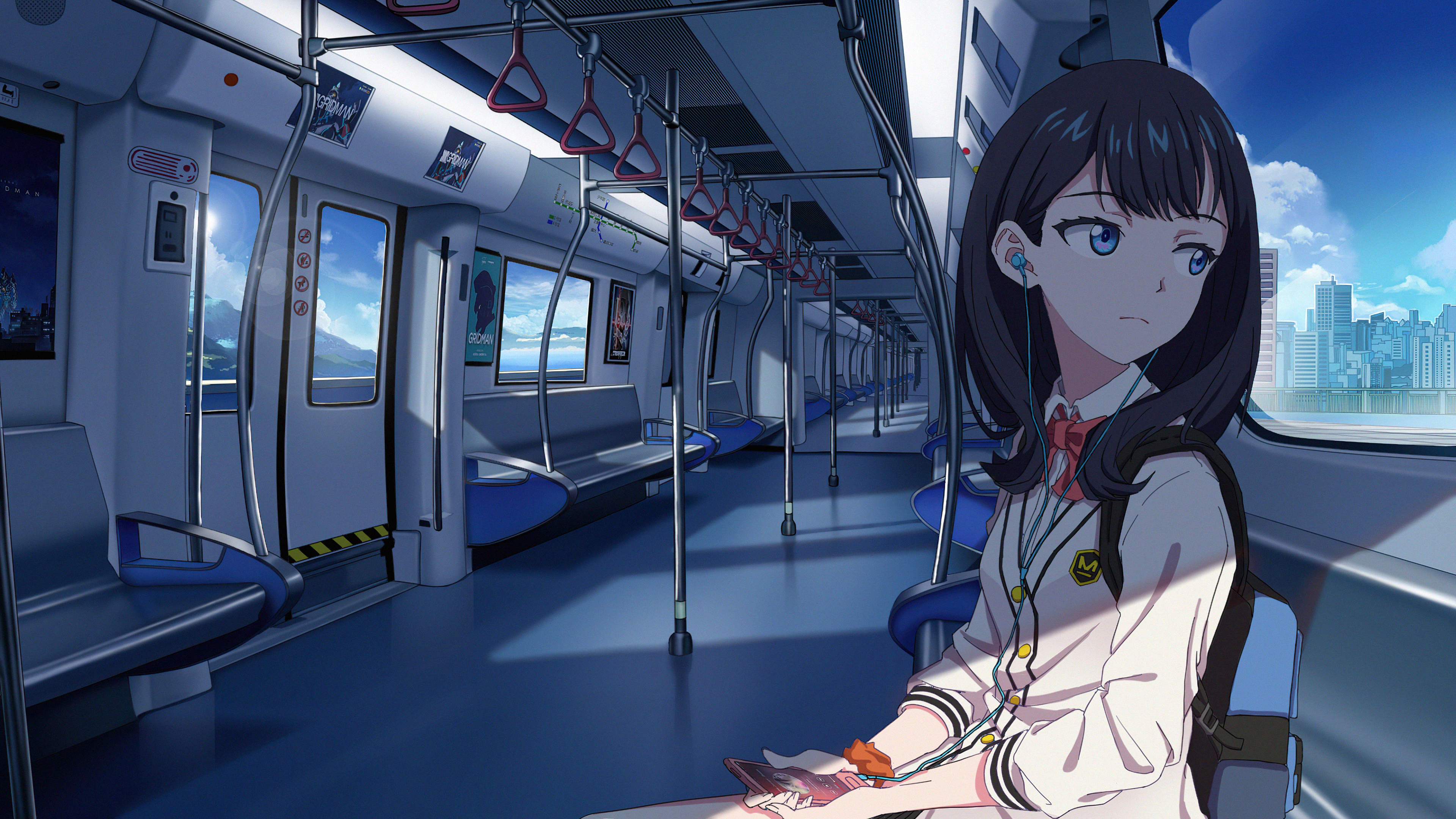 Anime Girl In Train Listening Music 4k, HD Anime, 4k Wallpaper, Image, Background, Photo and Picture