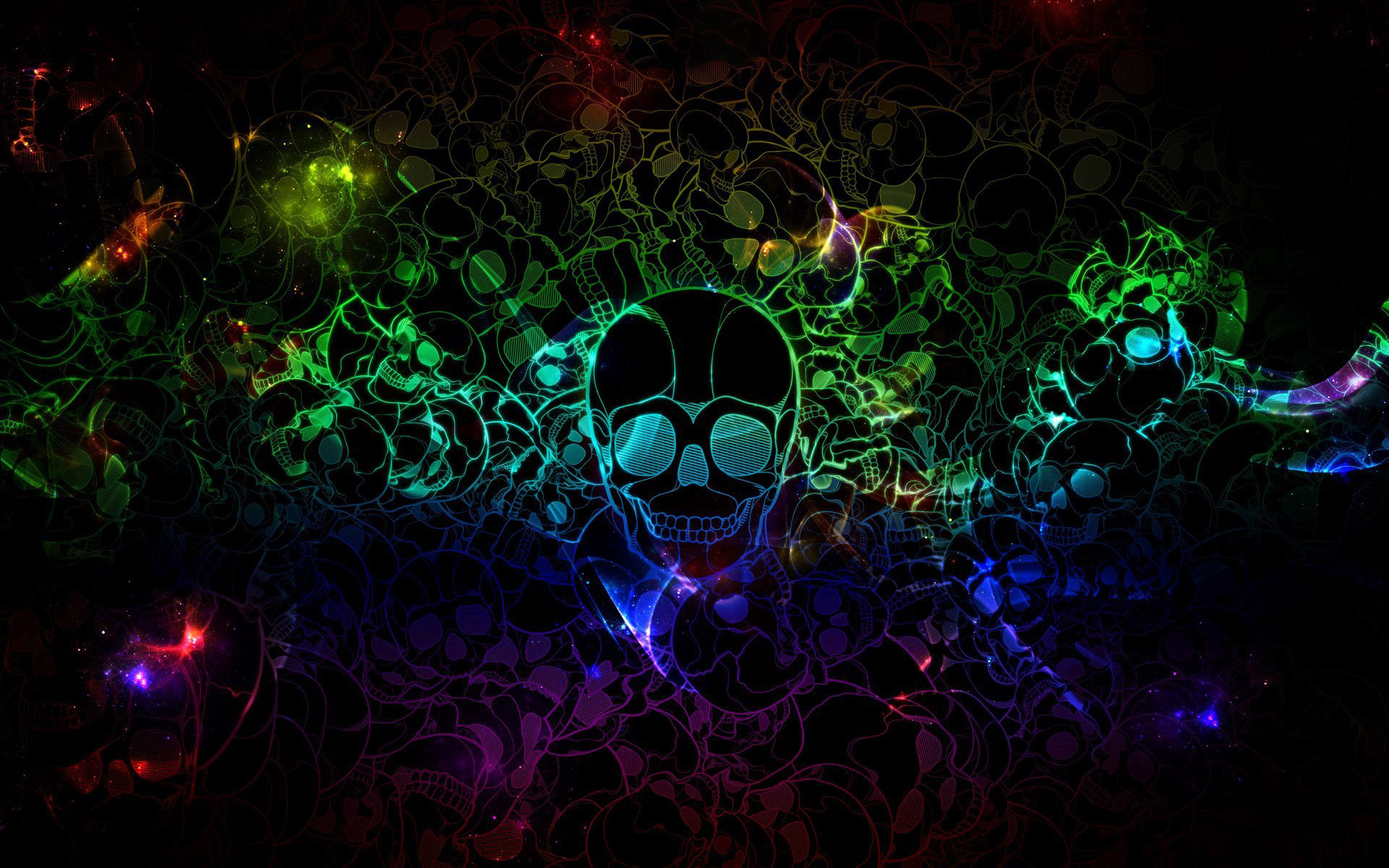 Neon skulls HD wallpaper