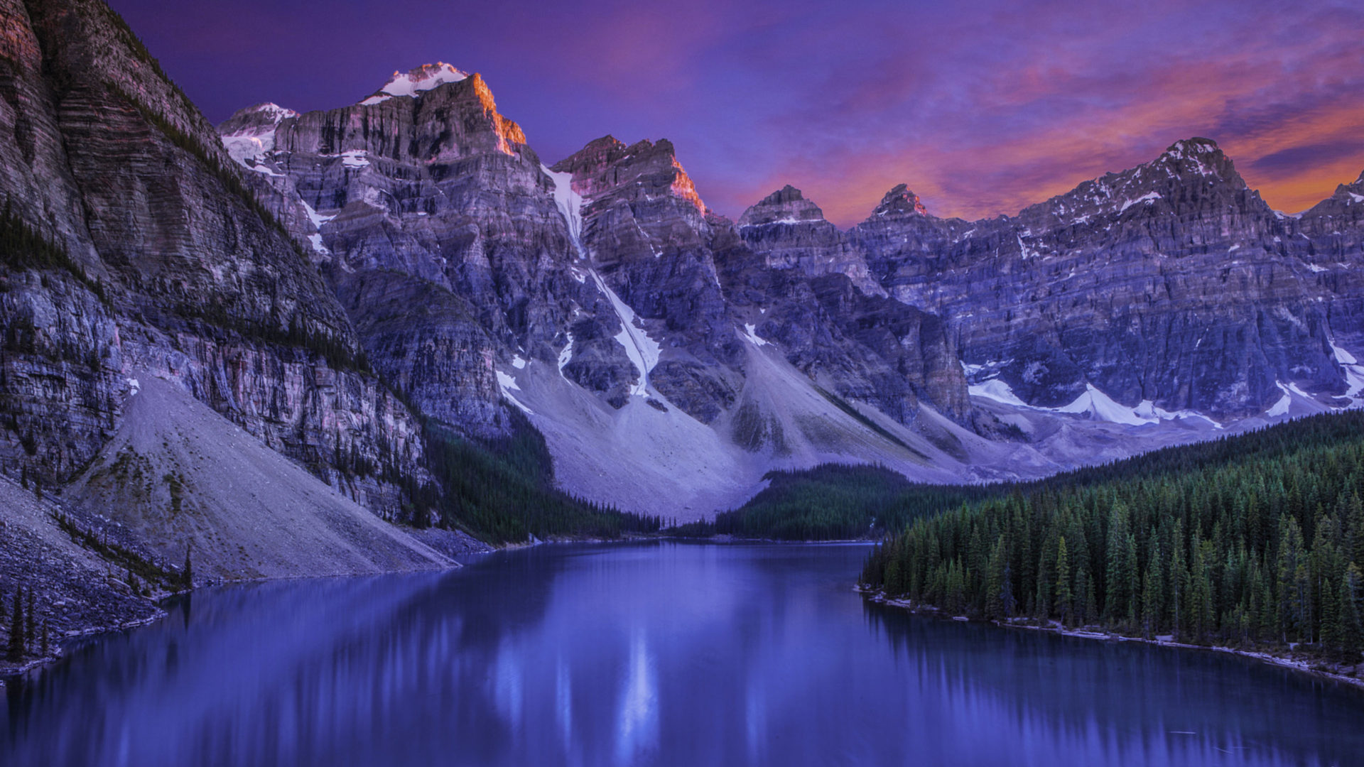 Lake Moraine Banff National Park Canada Sunset Twilight HD For Your XFCE Desktop