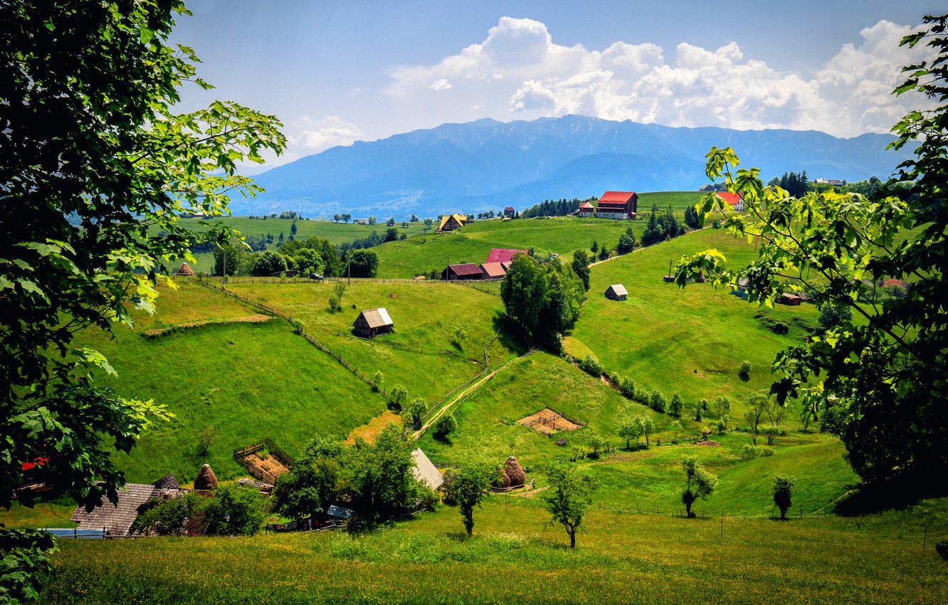 Wallpaper mountains, field, meadows, Romania, Brasov, Brasov image for desktop, section пейзажи