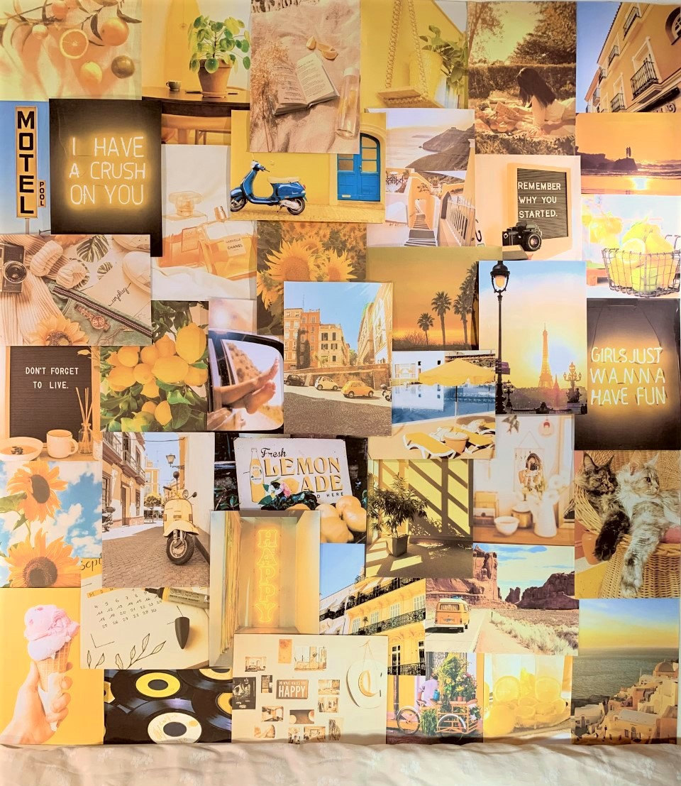 Yellow Aesthetic Retro Large Size Wall Collage Kit VSCO