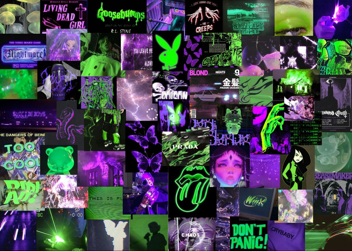 Purple Laptop Collage Wallpaper