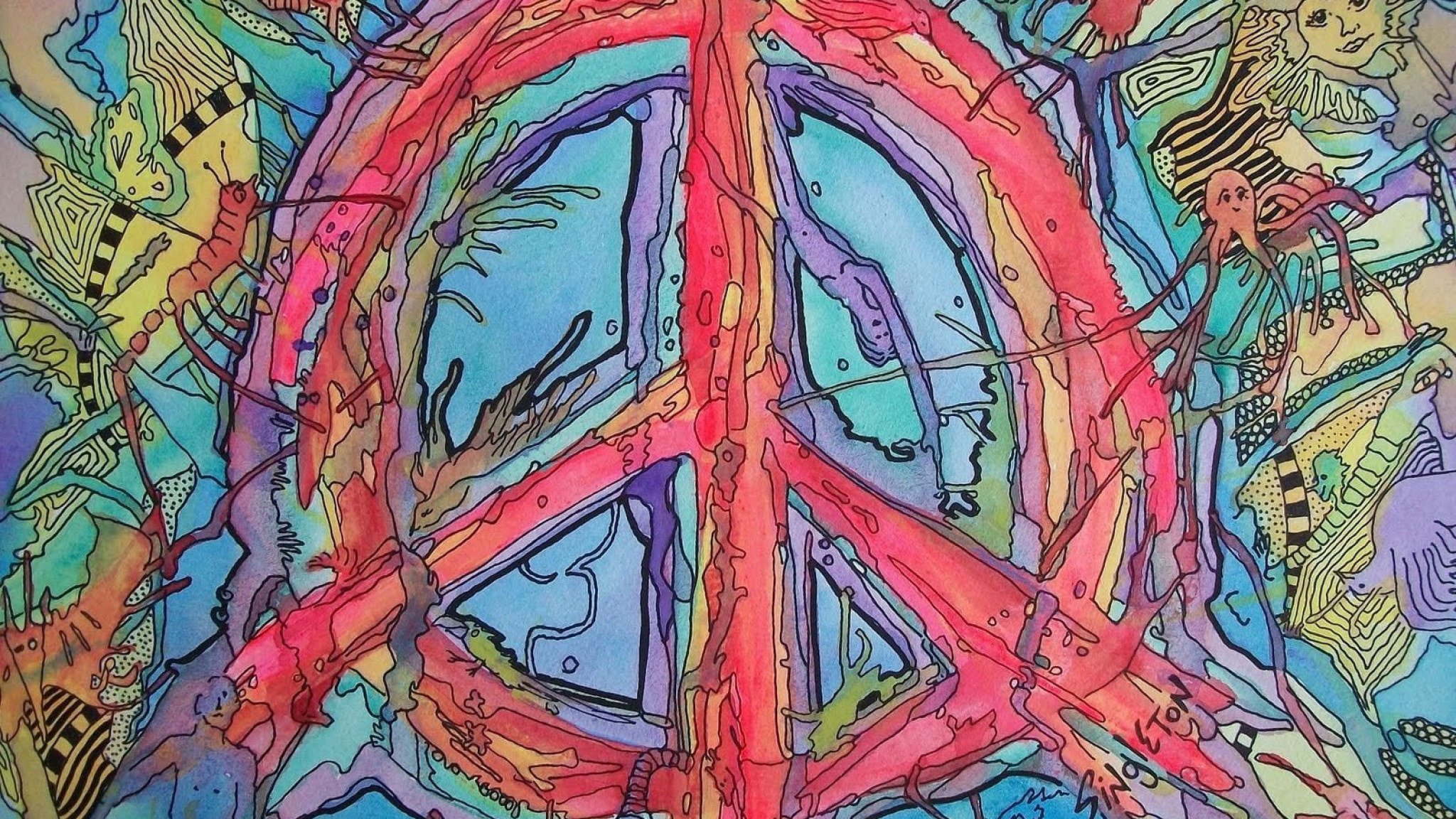 Artistic Wallpaper, Psychedelic, Hippie, Peace Sign, Trippy • Wallpaper For You