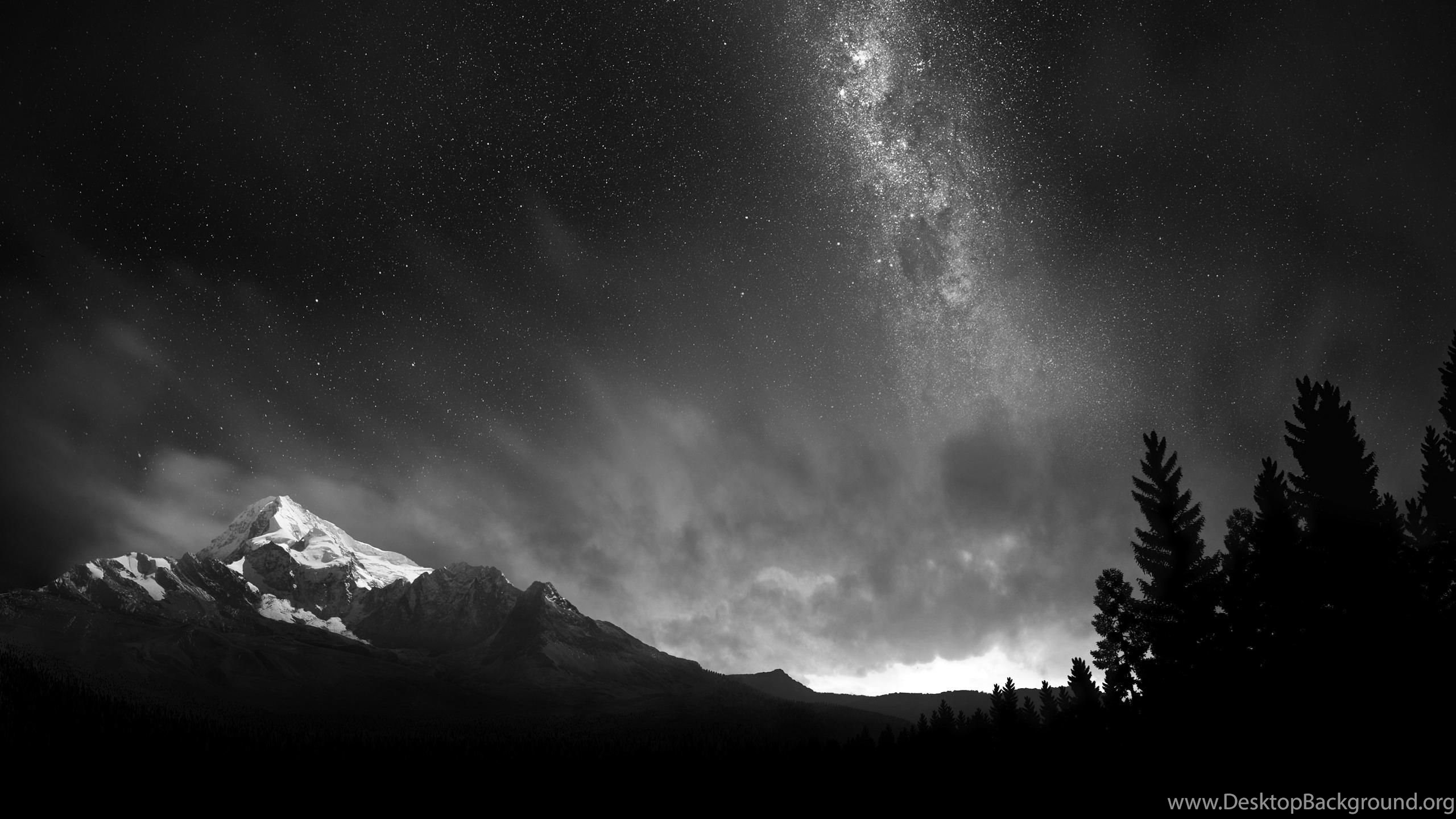 Nature & Landscape Black And White Swiss Night Sky Wallpaper. Desktop Background