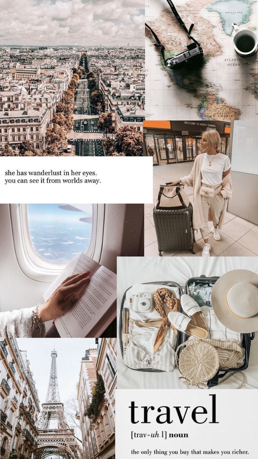 PARIS. Travel collage, iPhone wallpaper travel, iPhone wallpaper tumblr aesthetic