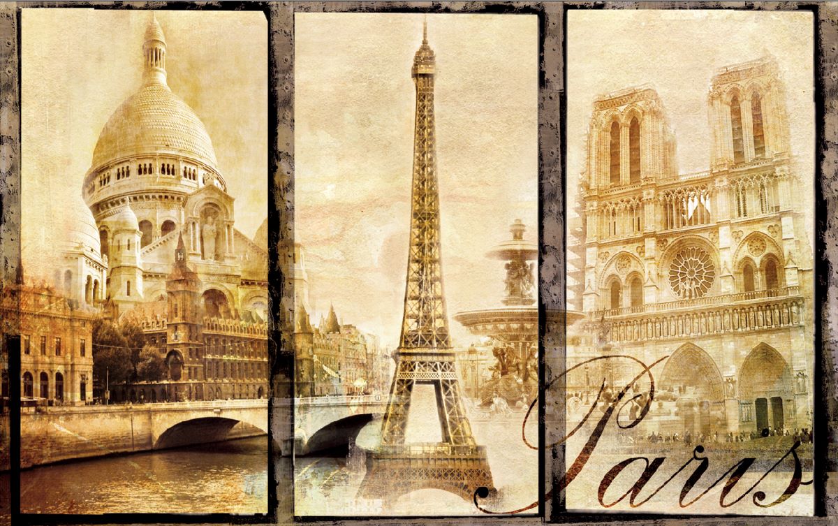 Wallpaper mural retro photo collage from Paris