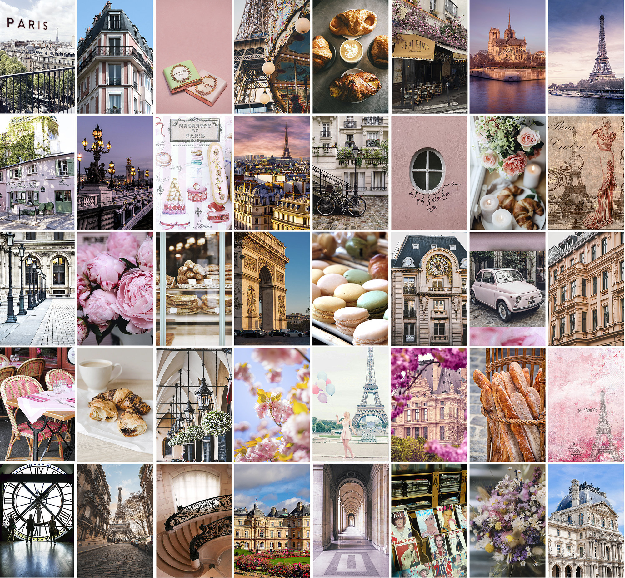 Pink Paris Photo Wall Collage Kit Pink Aesthetic Collage