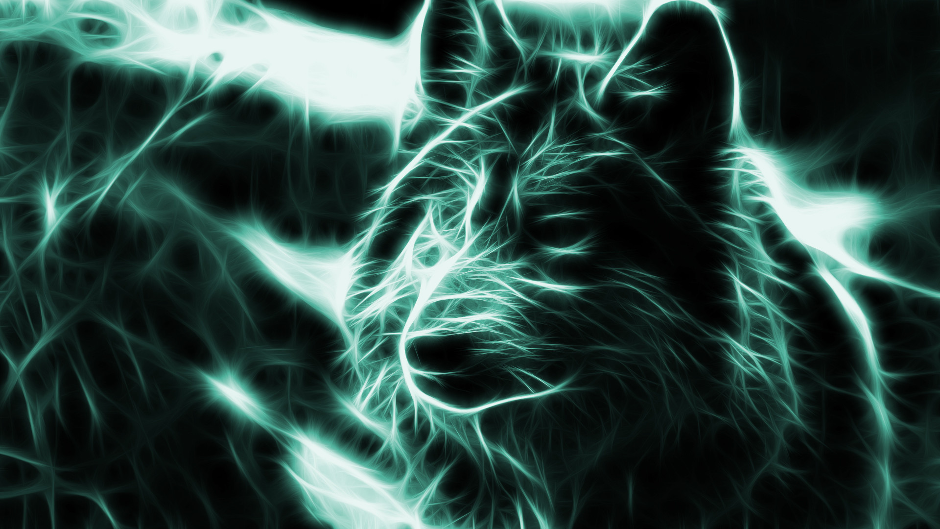 Neon Wolf Wallpaper Background 3D