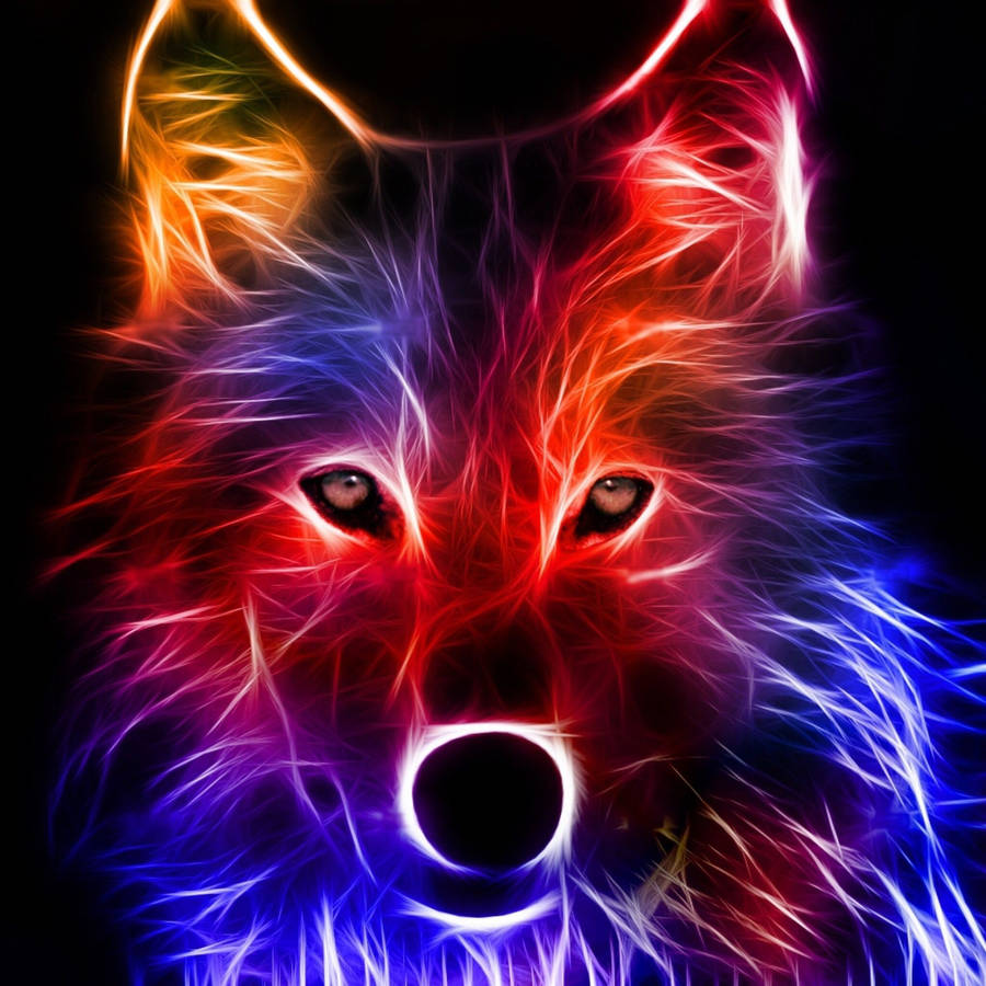 Download Glowing Neon Galaxy Wolf Wallpaper