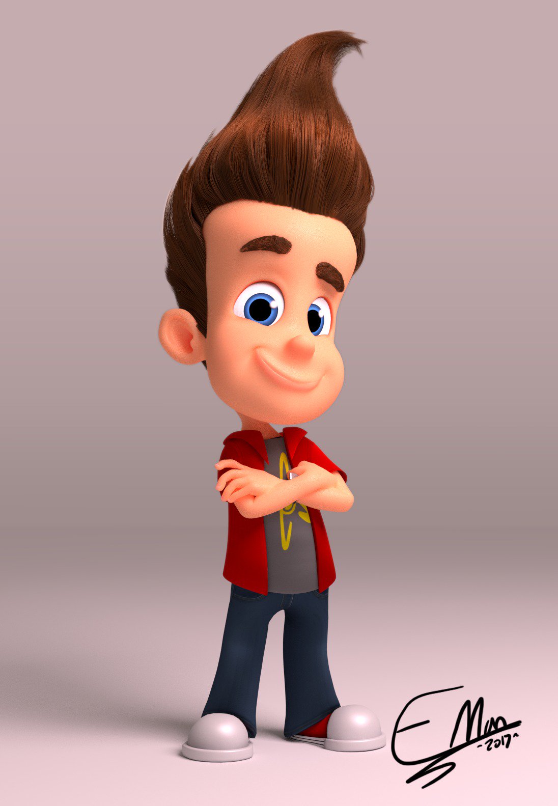 I tried rendering what Jimmy Neutron might look like in more modern animation. The Adventures of Jimmy Neutron: Boy Genius