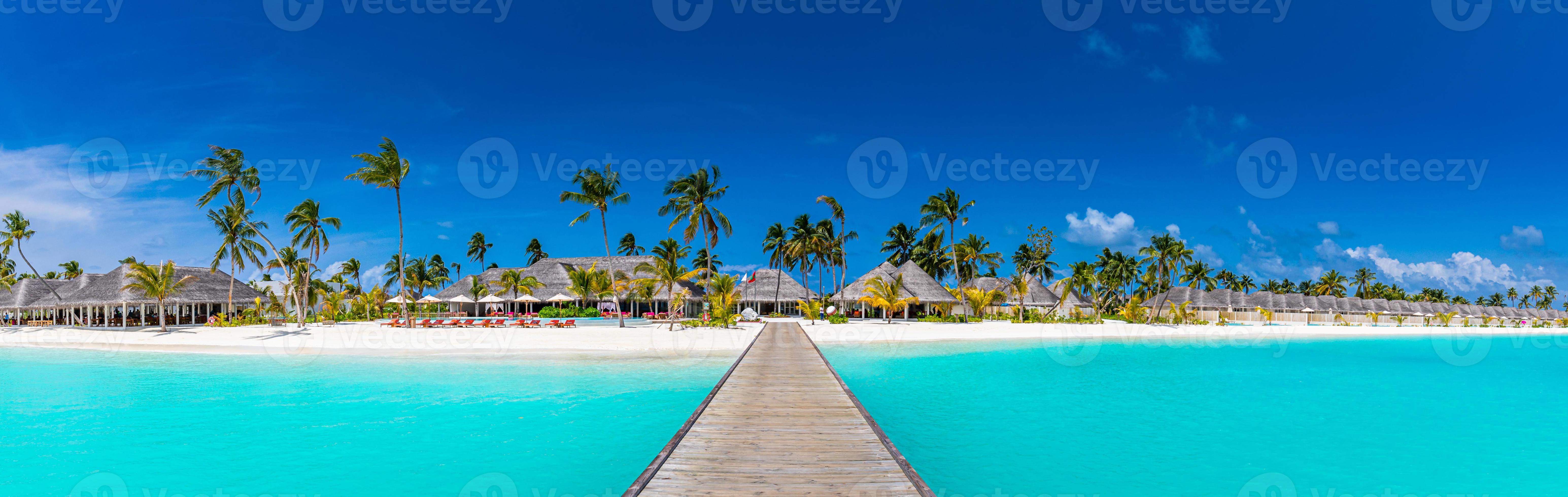 Idyllic tropical beach landscape for background or wallpaper. Design of tourism for summer vacation landscape, holiday destination concept. Exotic island scene, relaxing view. Paradise seaside lagoon