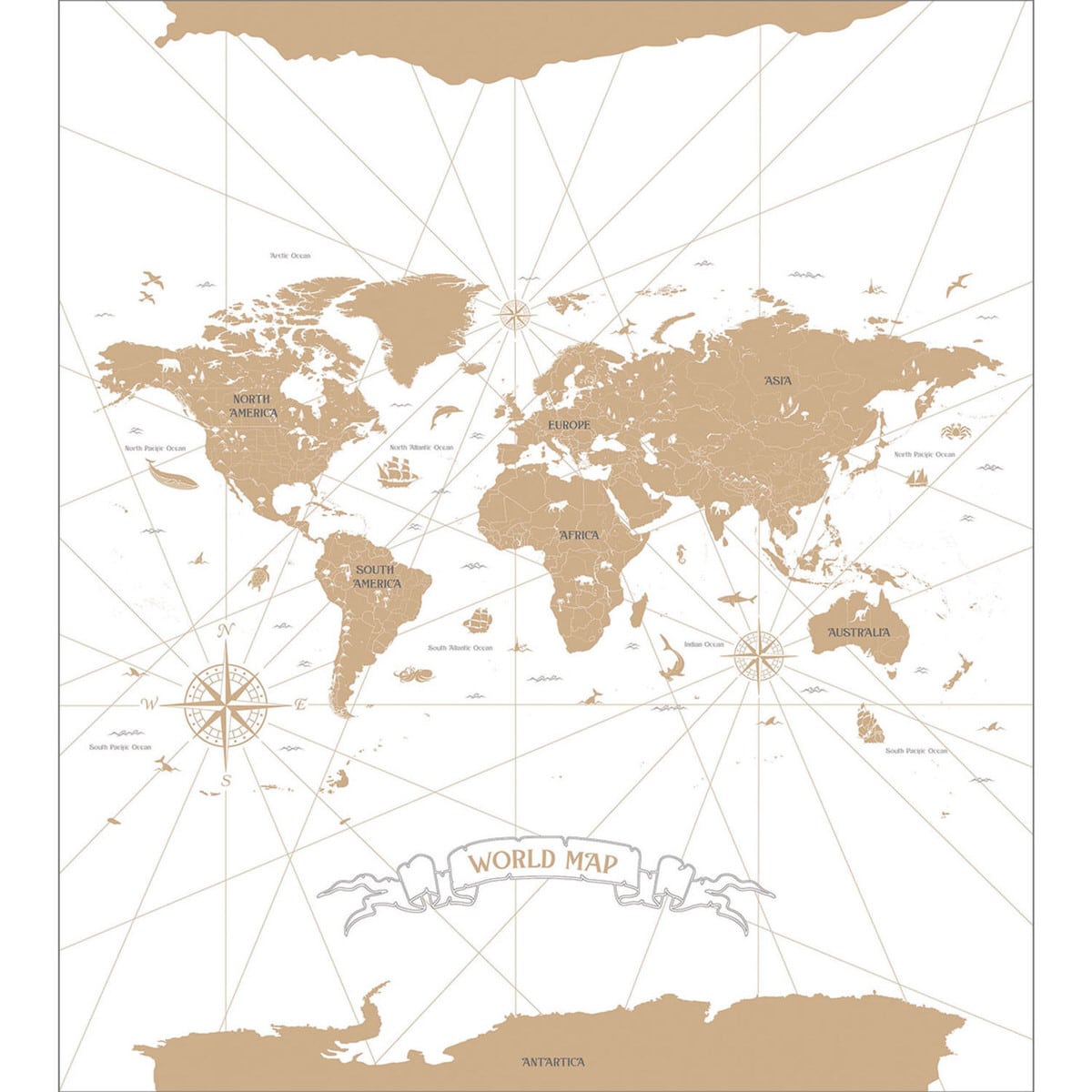 World map wallpaper panel (2 x 80m)