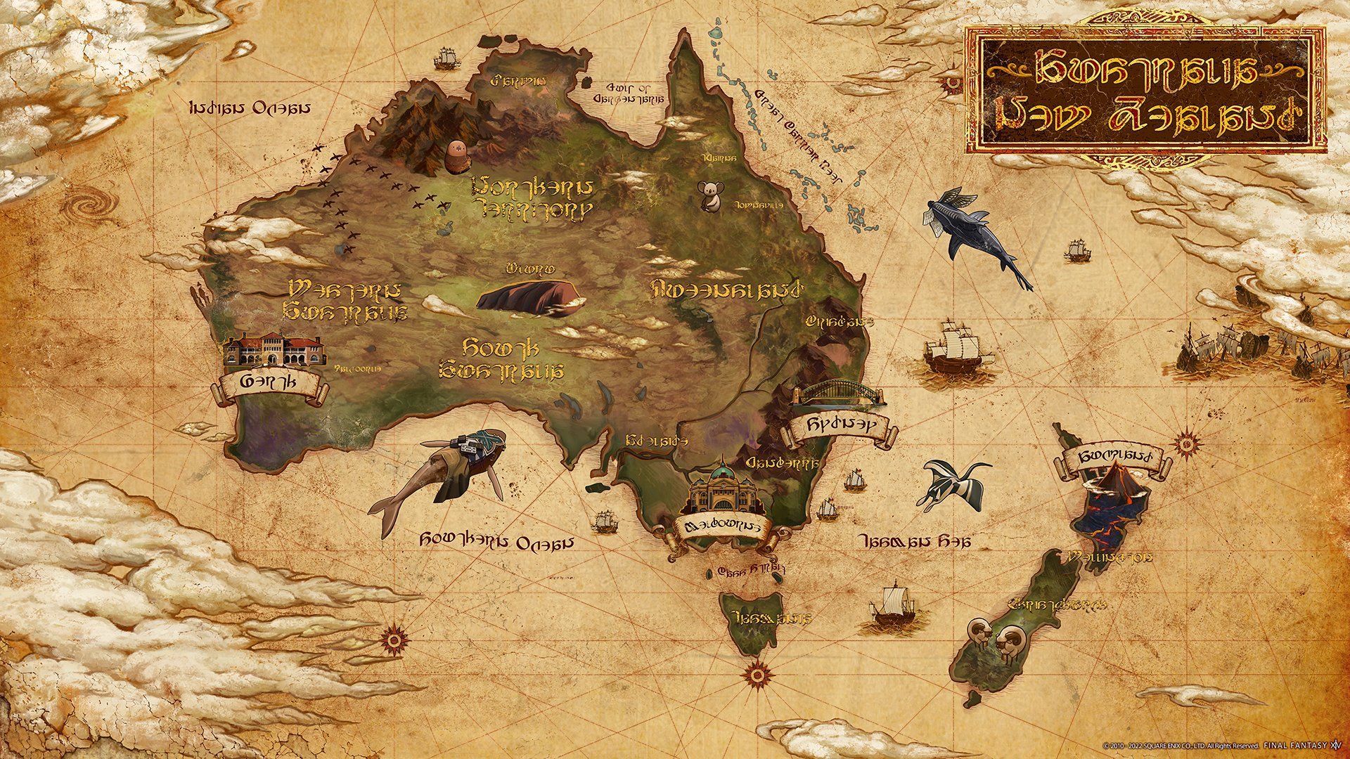 FINAL FANTASY XIV A #FFXIV Style Map Of Australia And New Zealand To Celebrate The Launch Of The Oceanian Data Center, Materia!