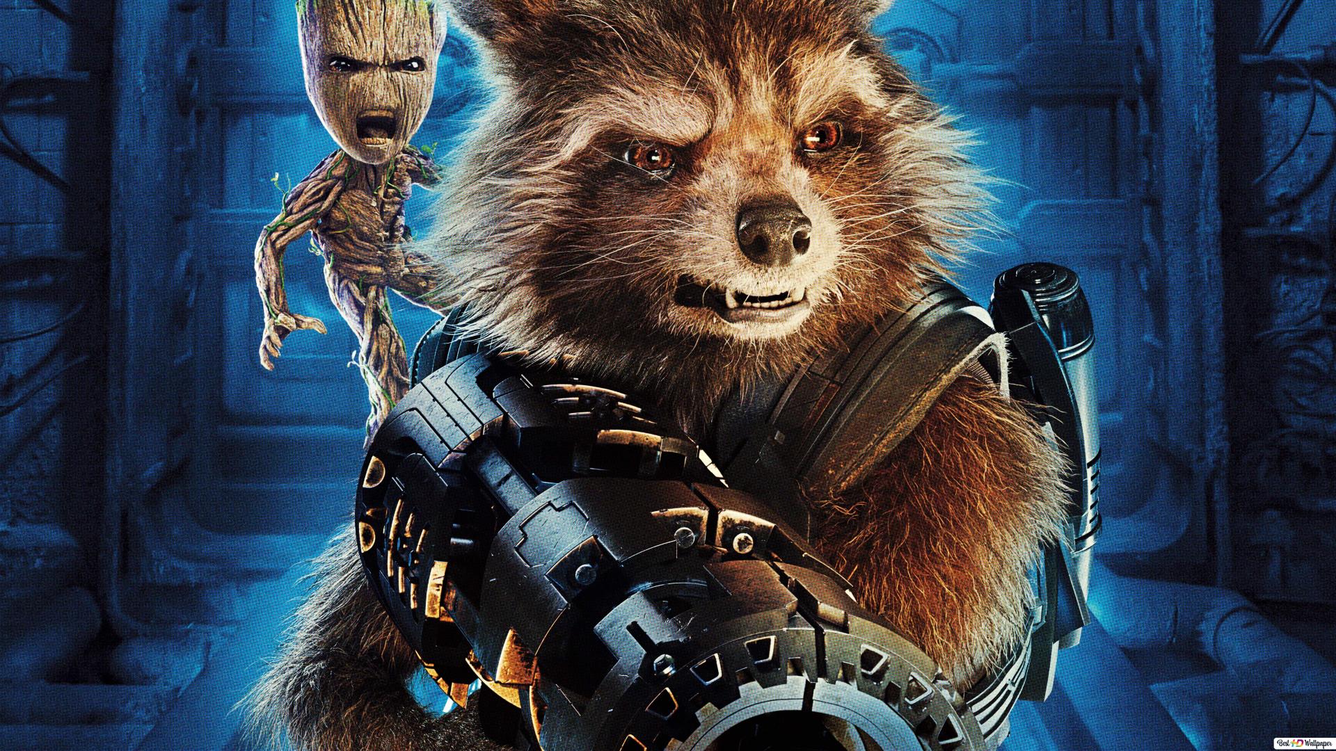 Mad Groot and Rocket Raccoon HD wallpaper download