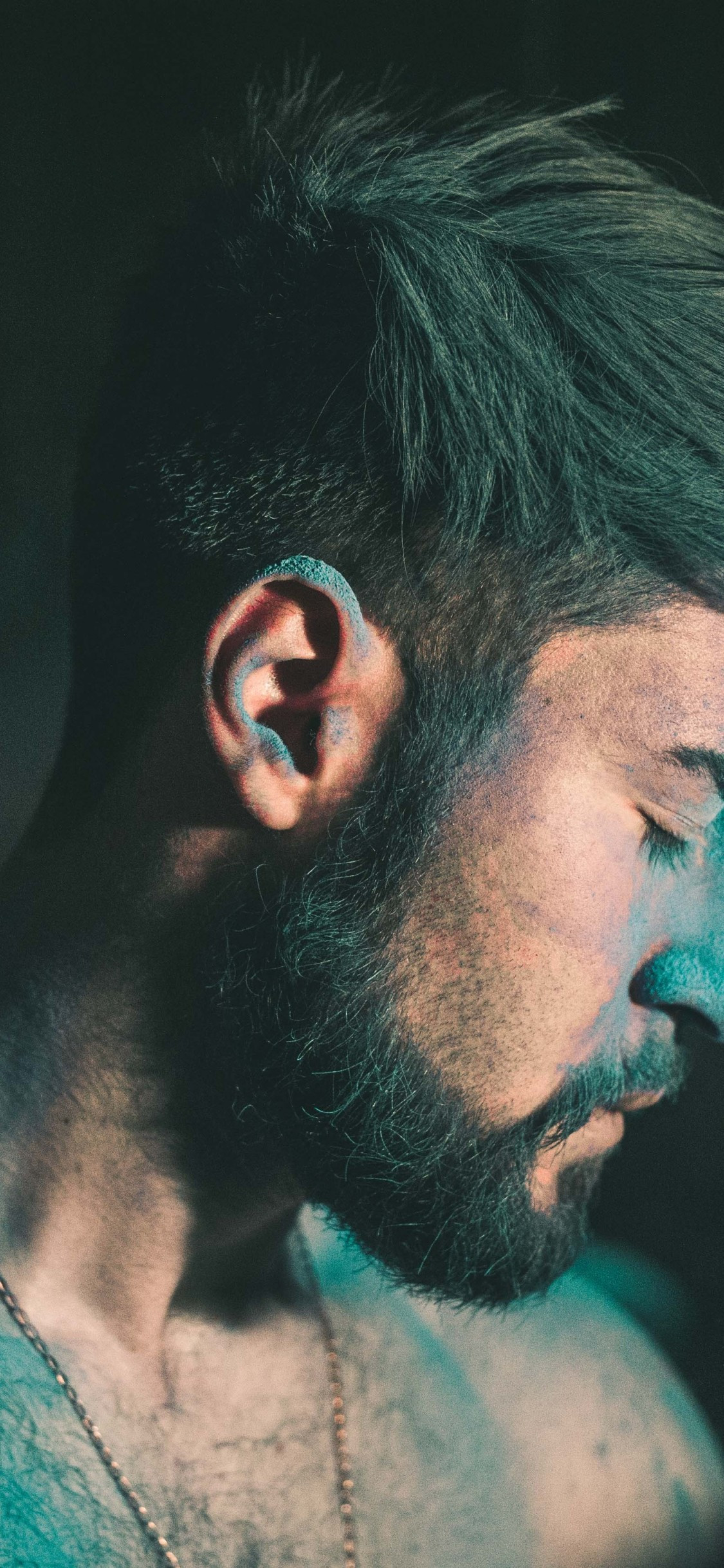 Download 1125x2436 Man, Beard, Model, Profile View, Closed Eyes Wallpaper for iPhone 11 Pro & X