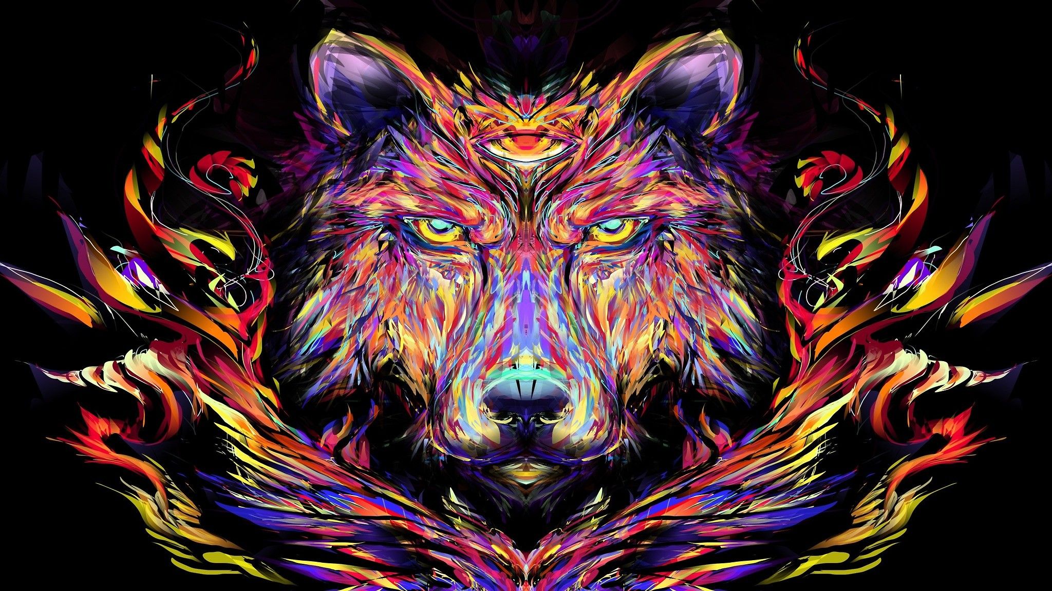 Trippy Wolf Wallpaper