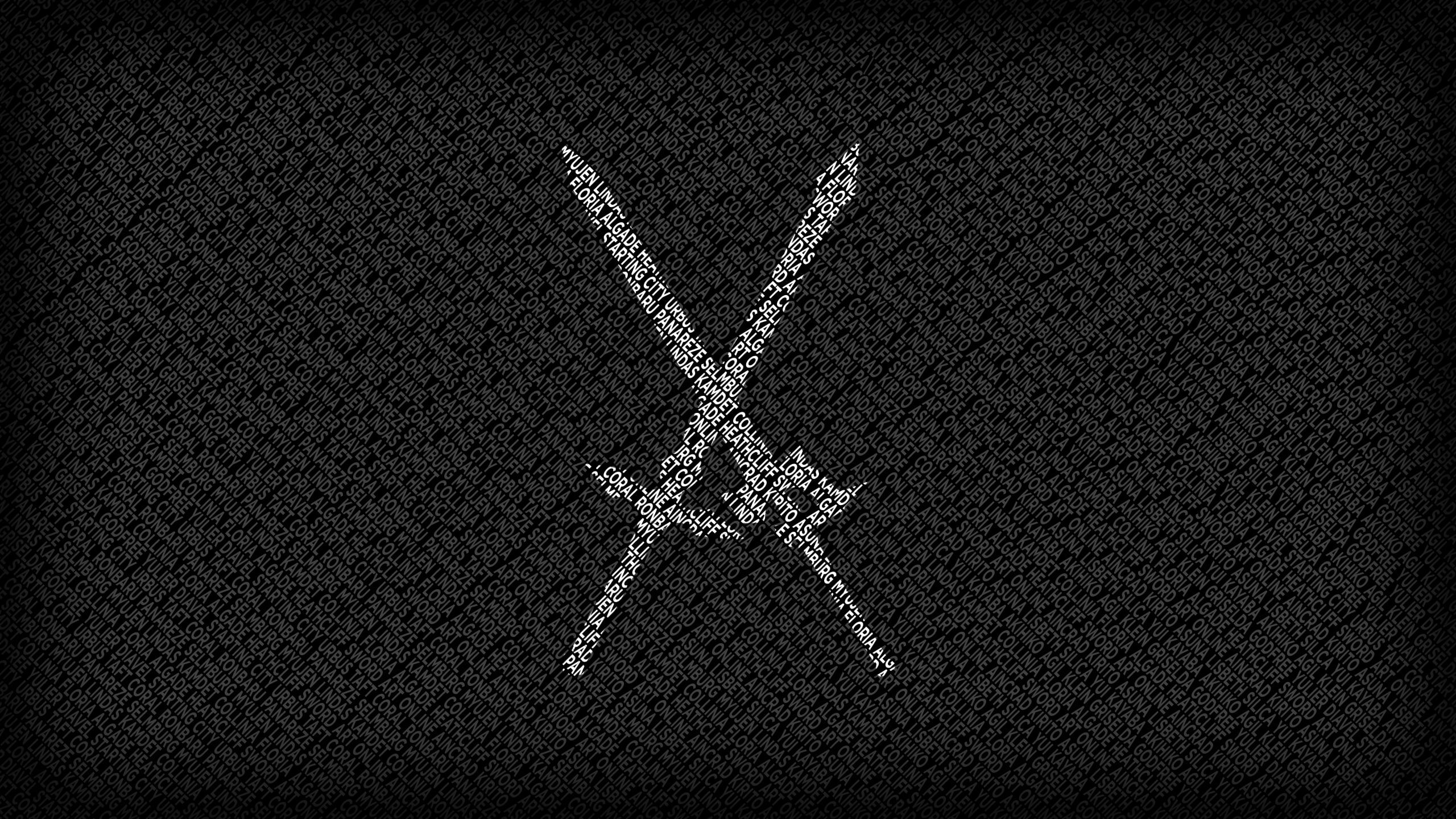 black and white swords digital wallpaper, two white sword logo Sword Art Online video games K #wallpape. Sword art online poster, Sword logo, Digital wallpaper