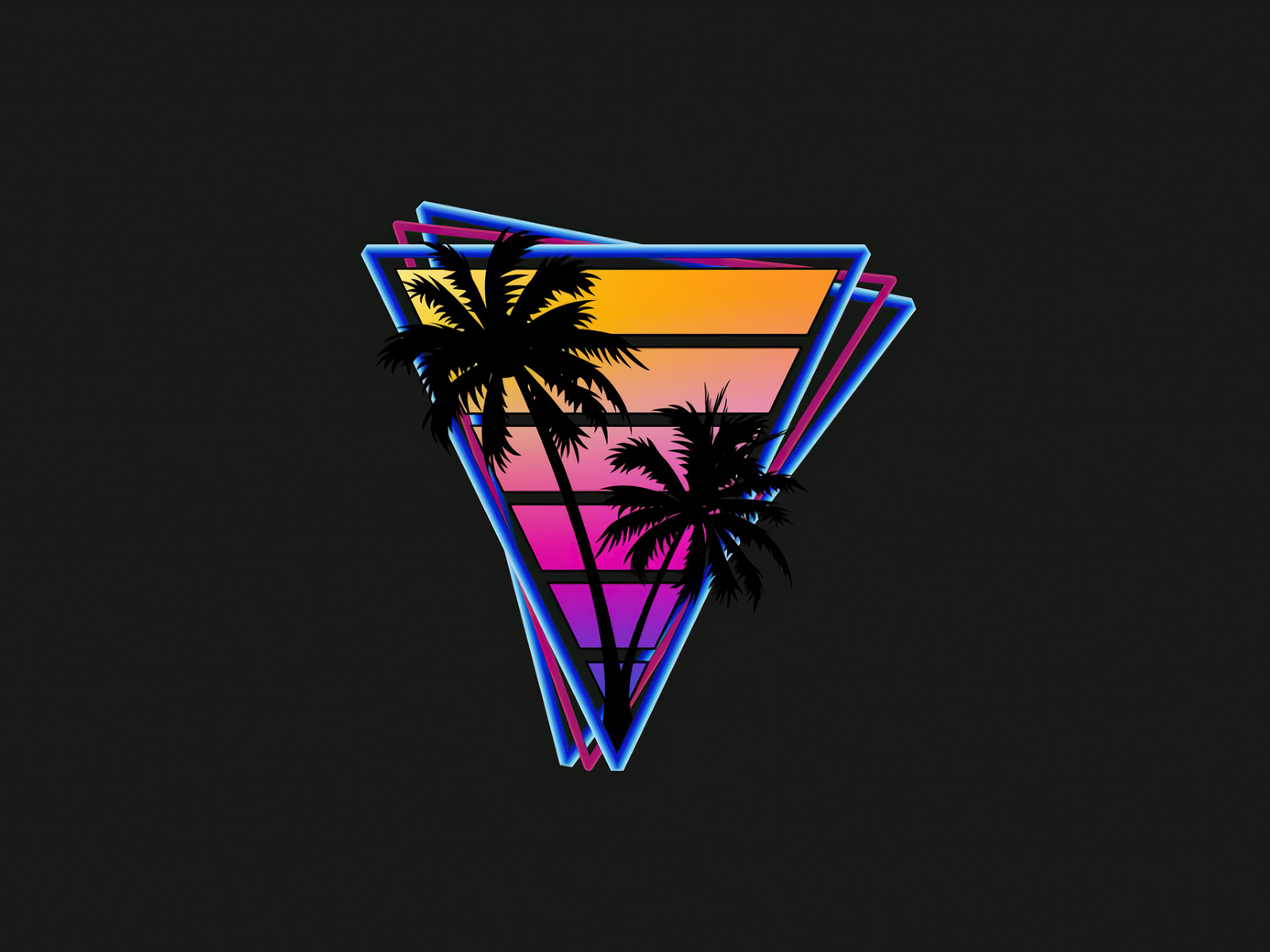Vaporwave Triangle Palm Trees 4k 1600x1200 Resolution HD 4k Wallpaper, Image, Background, Photo and Picture
