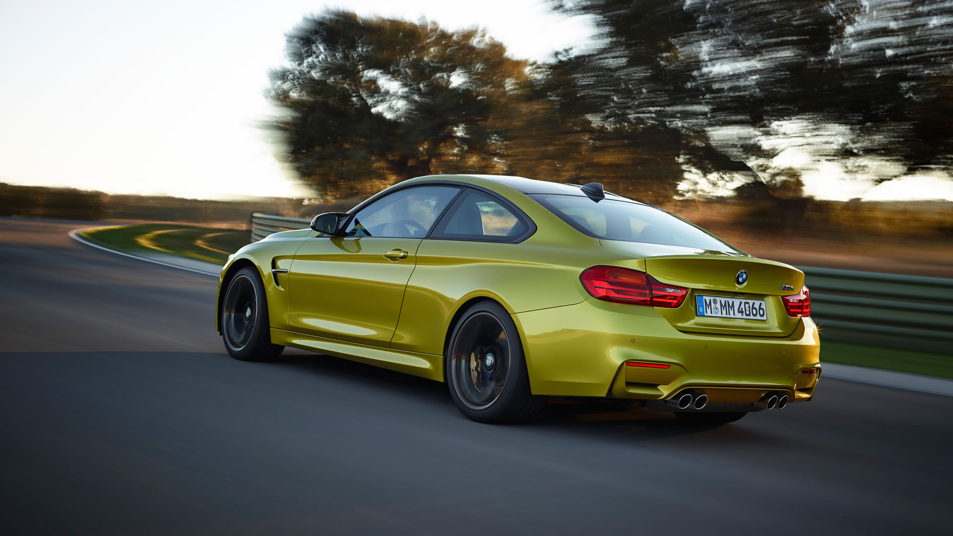 BMW M4 Coupe Wallpaper x 1080, Austin Yellow Metallic color, rear view
