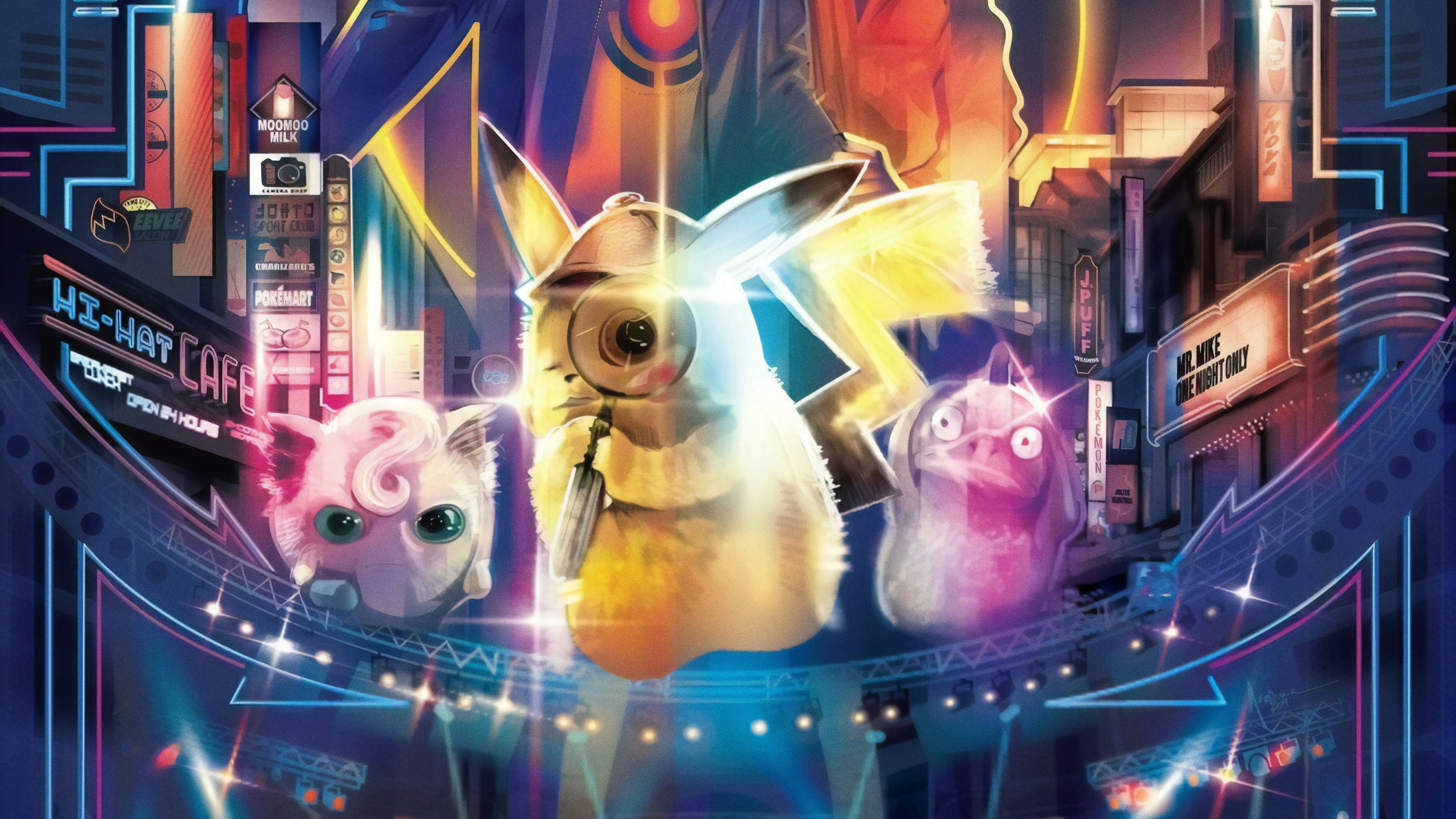 Detective Pikachu Jigglypuff Psyduck 4K Wallpaper