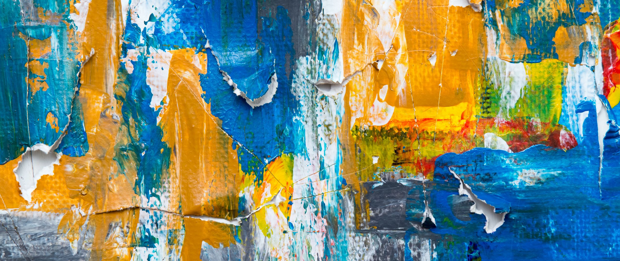 Download wallpaper 2560x1080 canvas, paint, brush strokes, colorful, abstract, modern art dual wide 1080p HD background