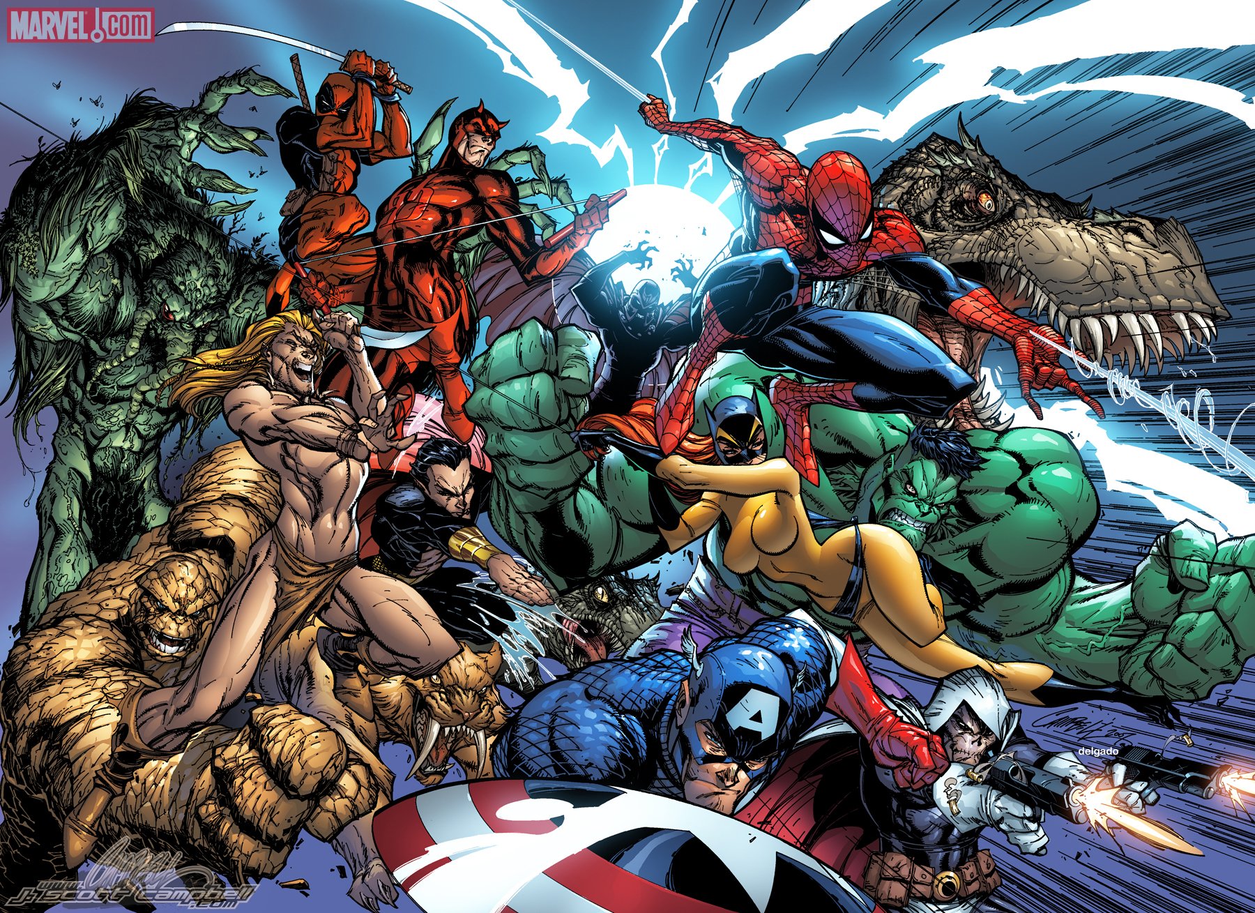 Epic Marvel Comics Showdown HD Wallpaper