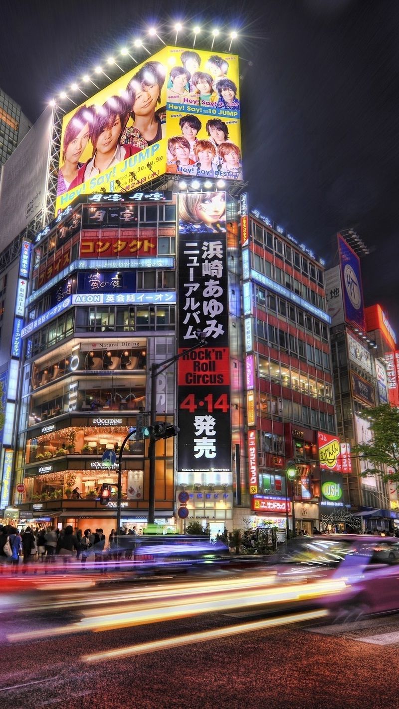 Download Wallpaper 800x1420 Mean Streets, Japan, Tokyo, Night, Hdr Iphone Se 5s 5c 5 For Parallax HD Background