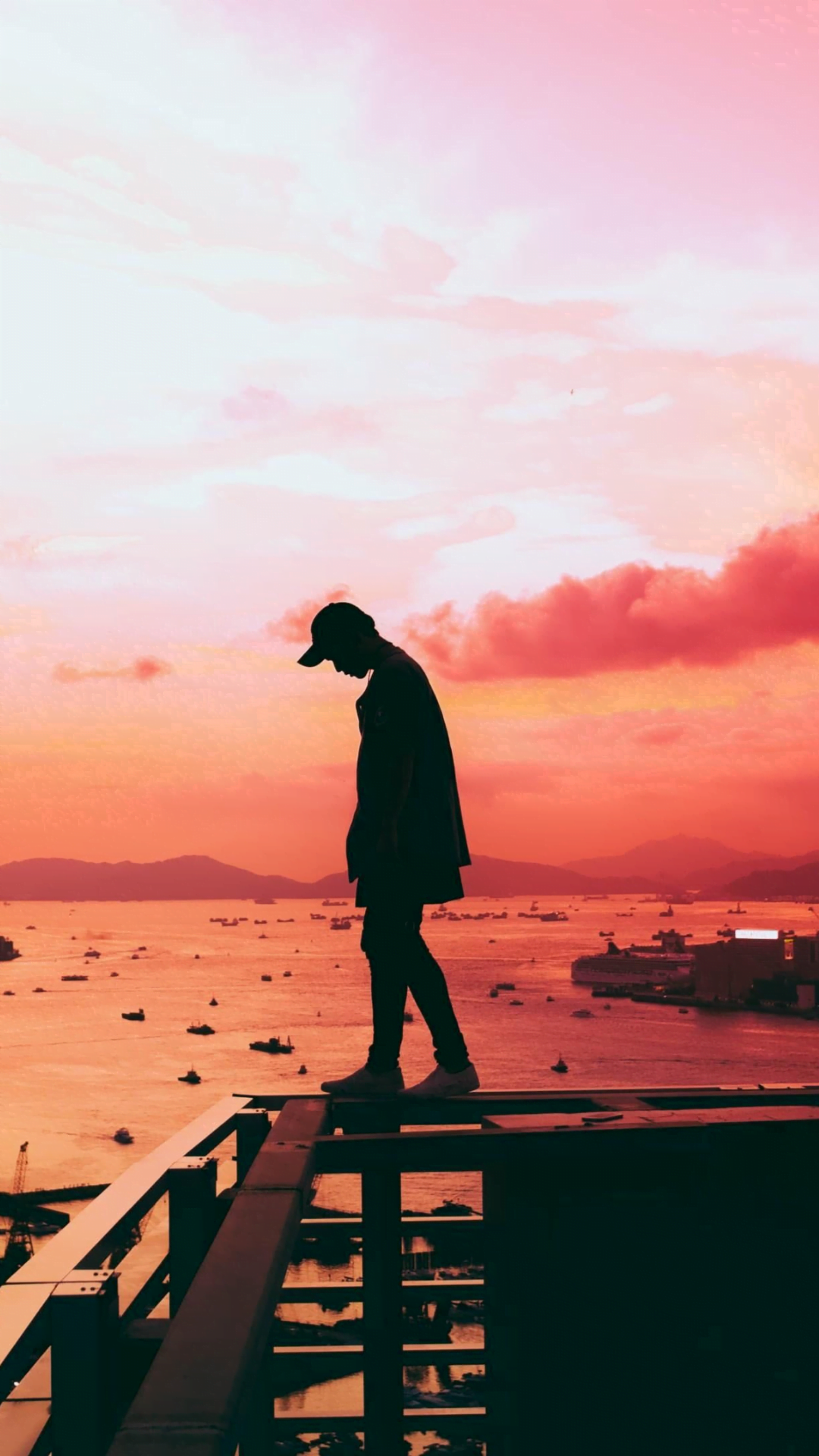 Human pink sky sad mood wallpaper 4k for phone
