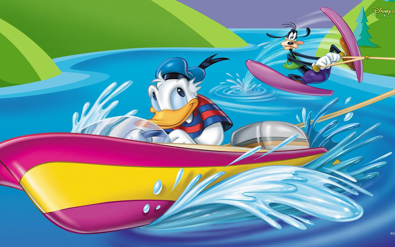 Donald Duck And Goofy Water Skiing Photo Collection Wallpaper Disney Theme 1920x1080, Wallpaper13.com