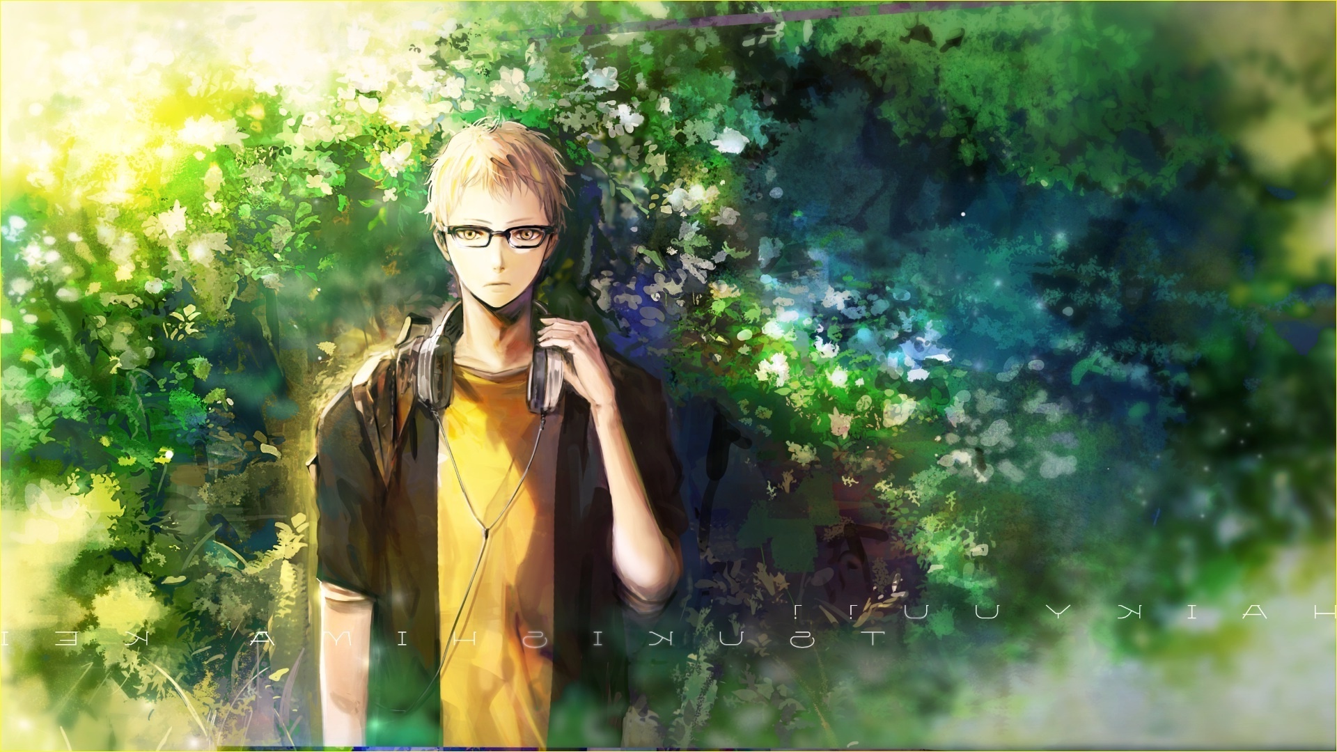 Wallpaper Blonde, Tsukishima Kei, Haikyuu, Glasses:1920x1080
