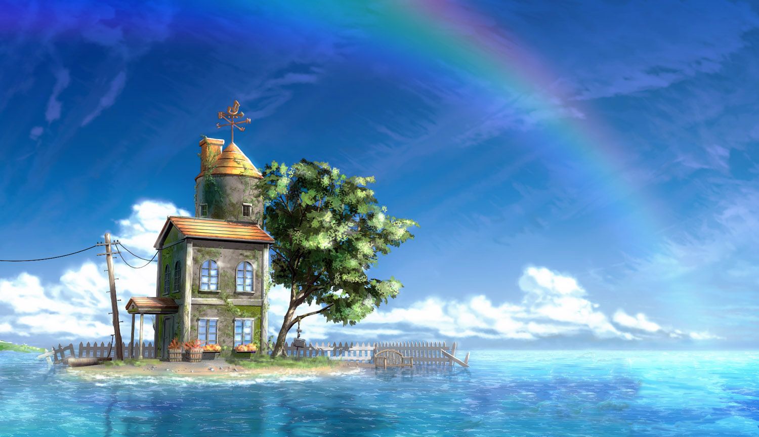 Blue Sky Island Wallpaper