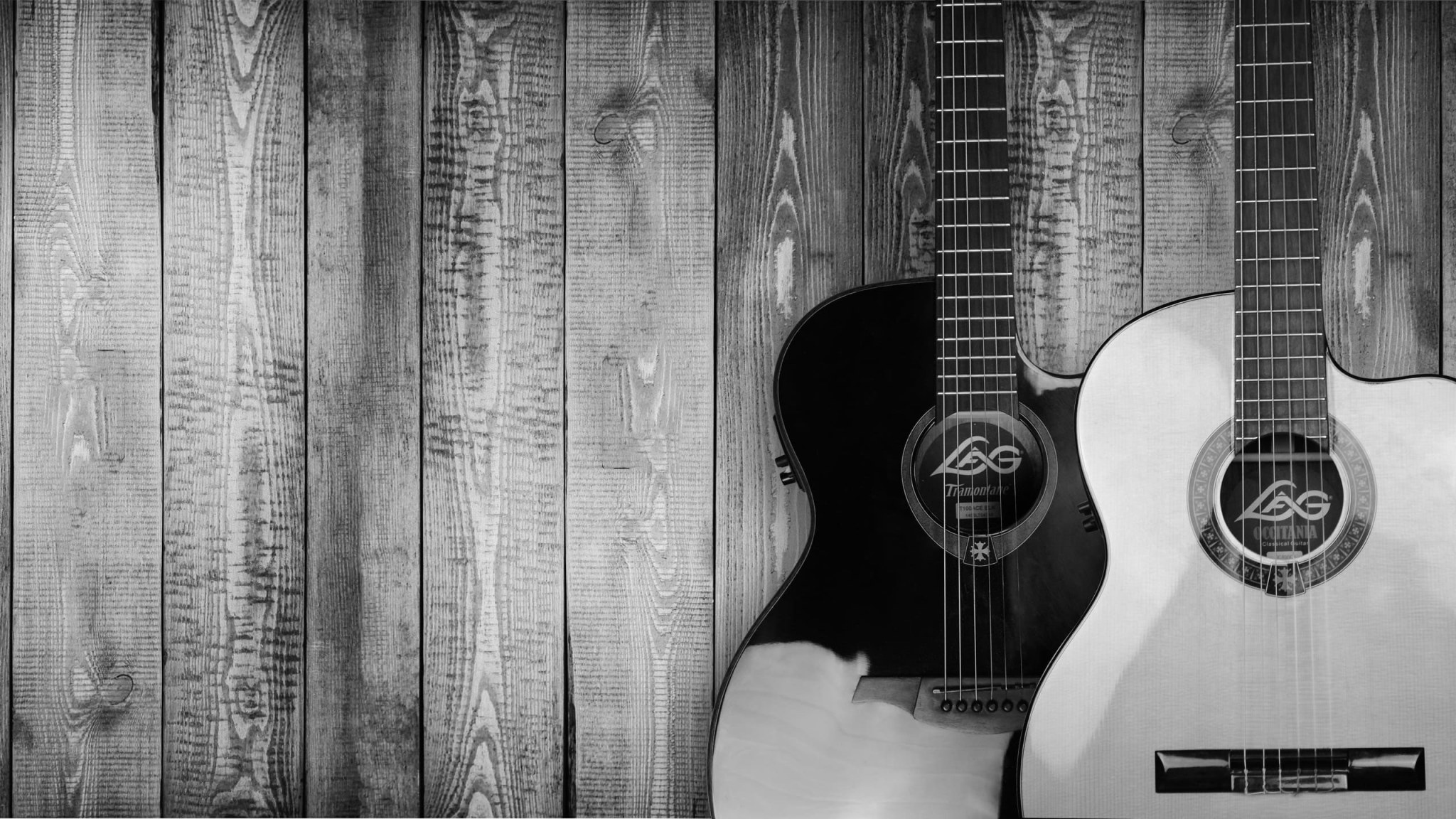 Two Grayscale Acoustic Guitars Wallpaper, Antique, Art, Bass, Black And White • Wallpaper For You