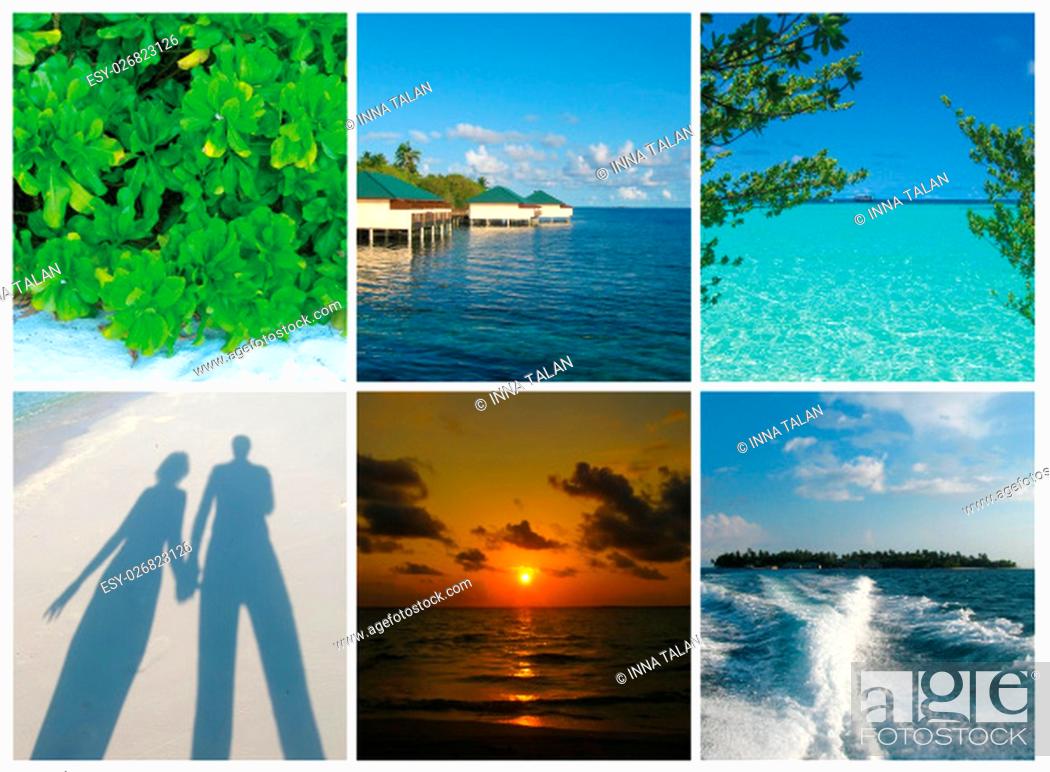 Collage Of Summer Beach Maldives Image, Travel Background, , Picture And Low Budget Royalty Free Image. Pic. ESY 026823126