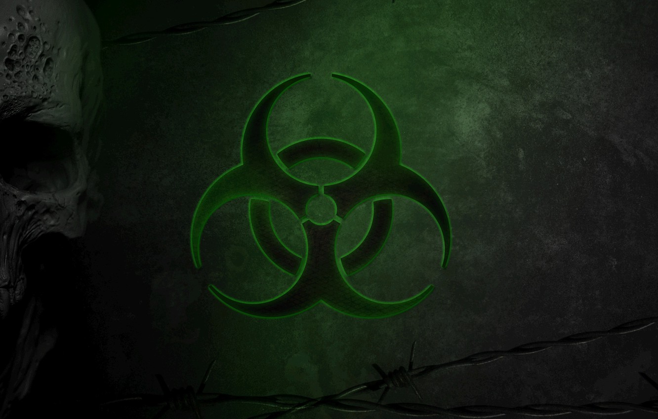 Wallpaper Skull, Green, Virus, Green, Sake, Biohazard, Danger image for desktop, section разное