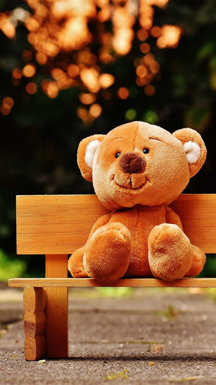 Cute Teddy Bear Park Bench 4K Ultra HD Mobile Wallpaper. Teddy bear wallpaper, Teddy bear image, Cute teddy bear pics