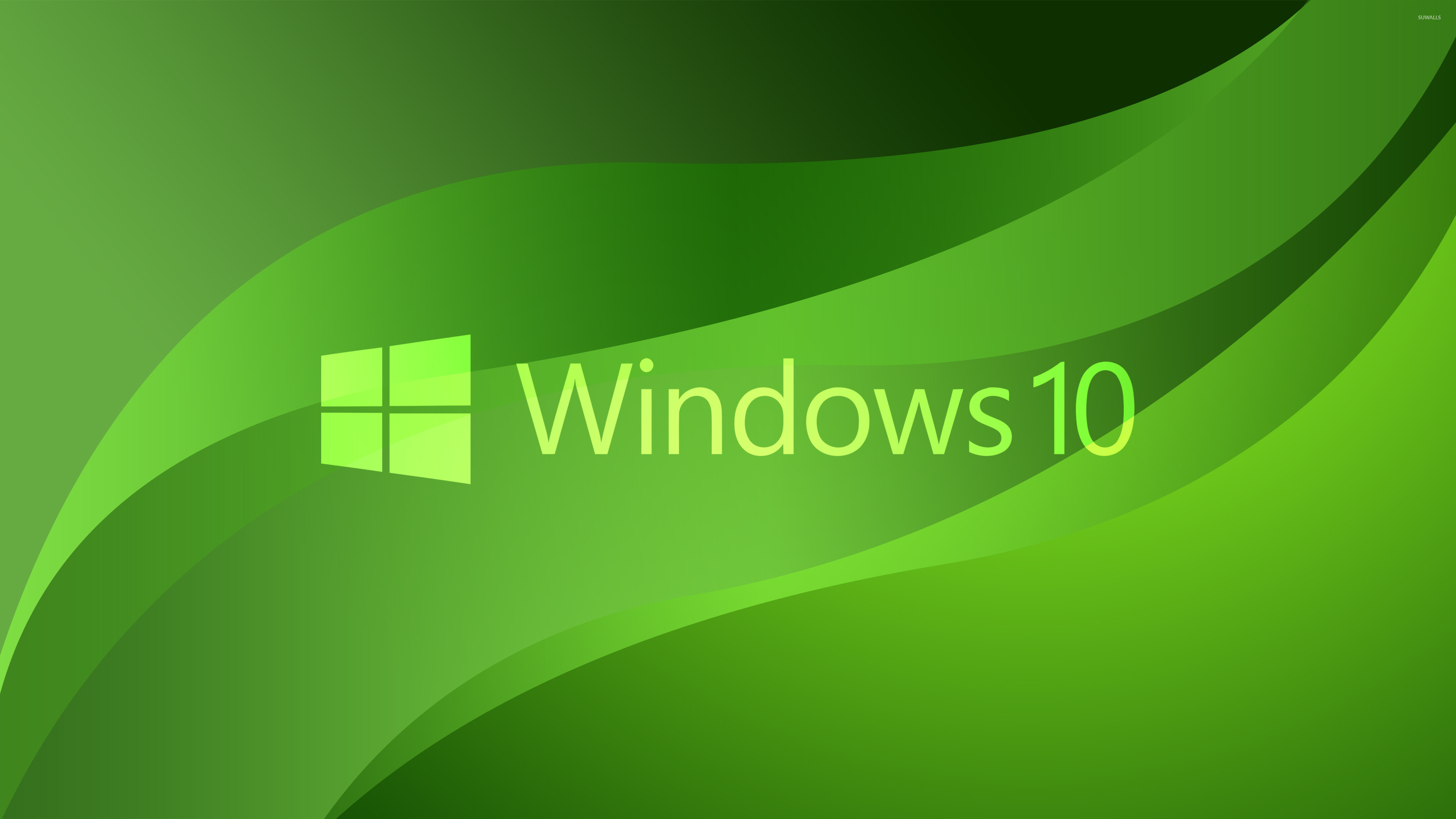 Windows 10 green text logo on green waves wallpaper wallpaper