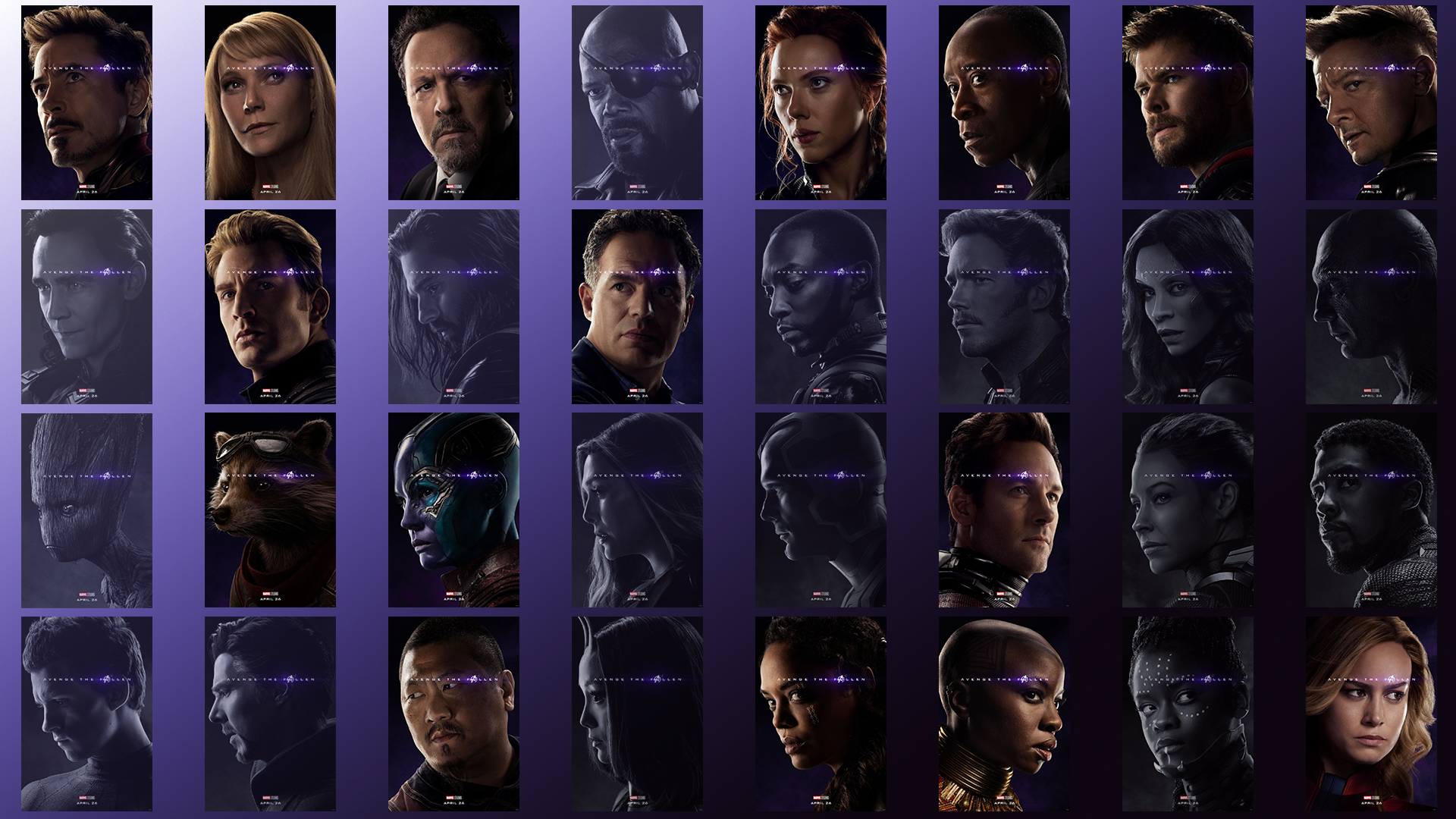 Avengers Endgame Character Posters Wallpaper. 1920x1080 PNG