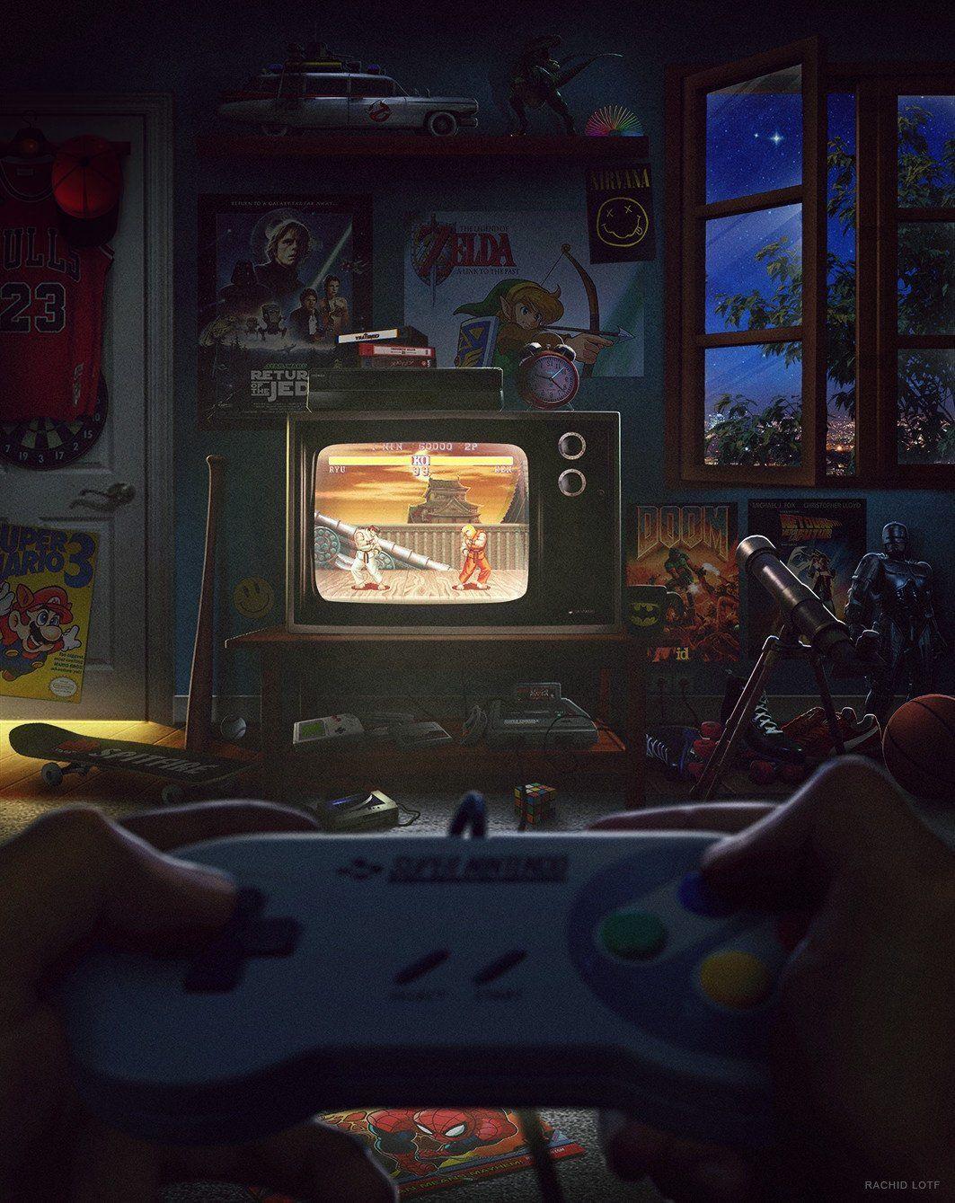 90s Retro Gaming Wallpaper